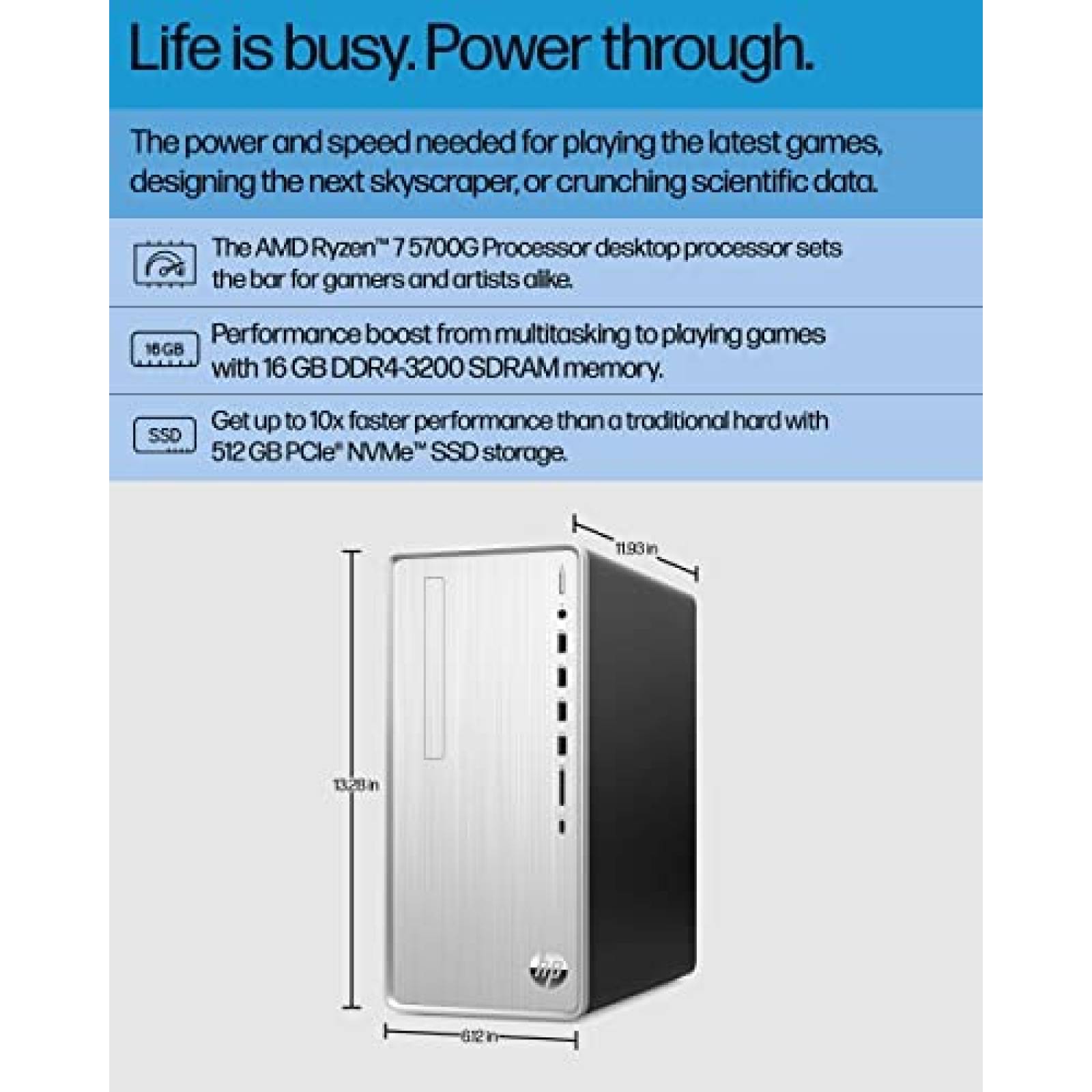 Computadora y Monitor HP Pavilion 23.8'' Ryzen 7 16GB 512GB