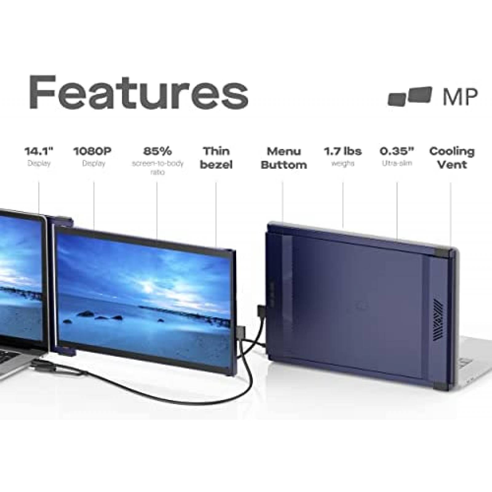 Monitor Duex Mobile Pixels Max 14.1'' FHD 1080P 60Hz -Negro