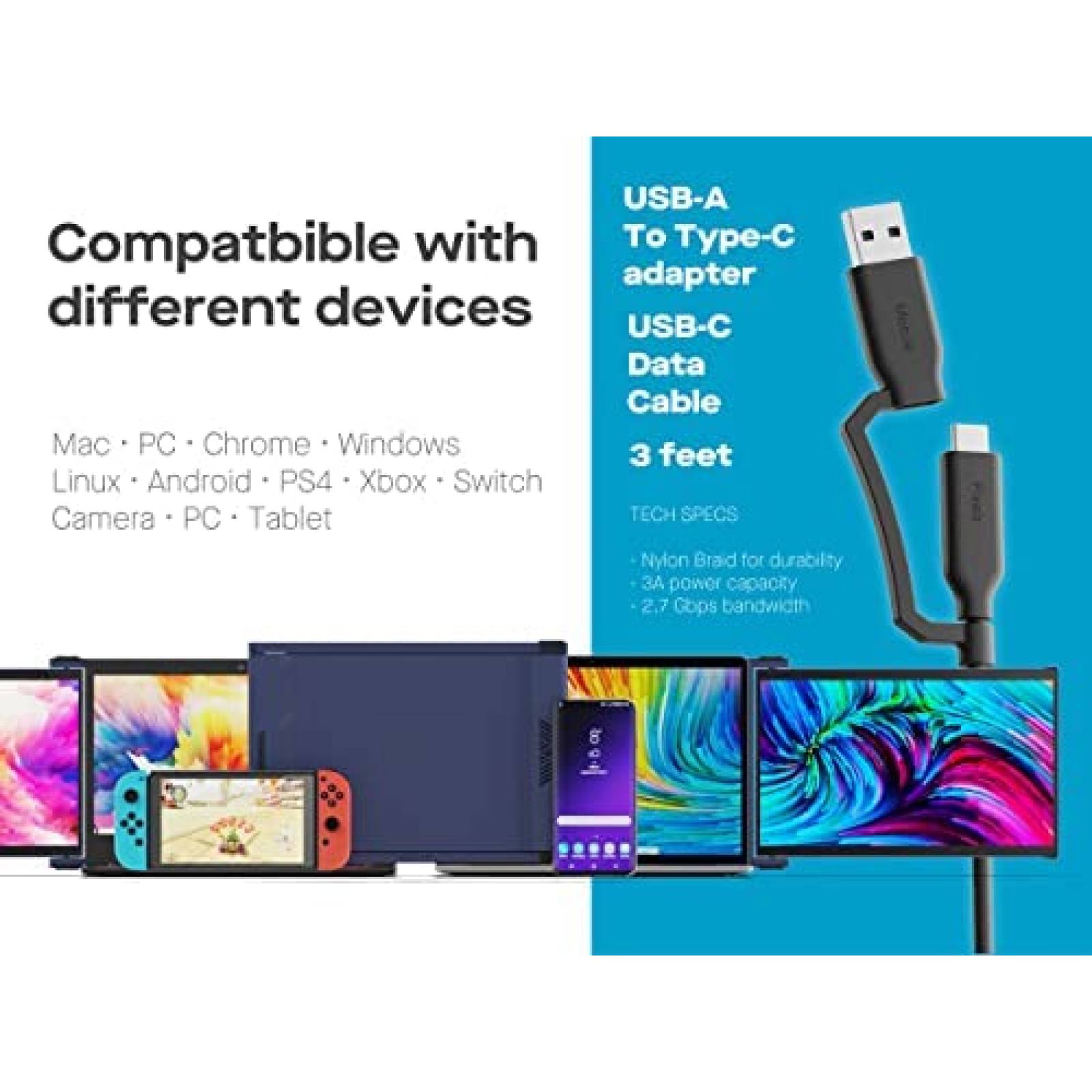 Monitor Duex Mobile Pixels Max 14.1'' FHD 1080P 60Hz -Negro