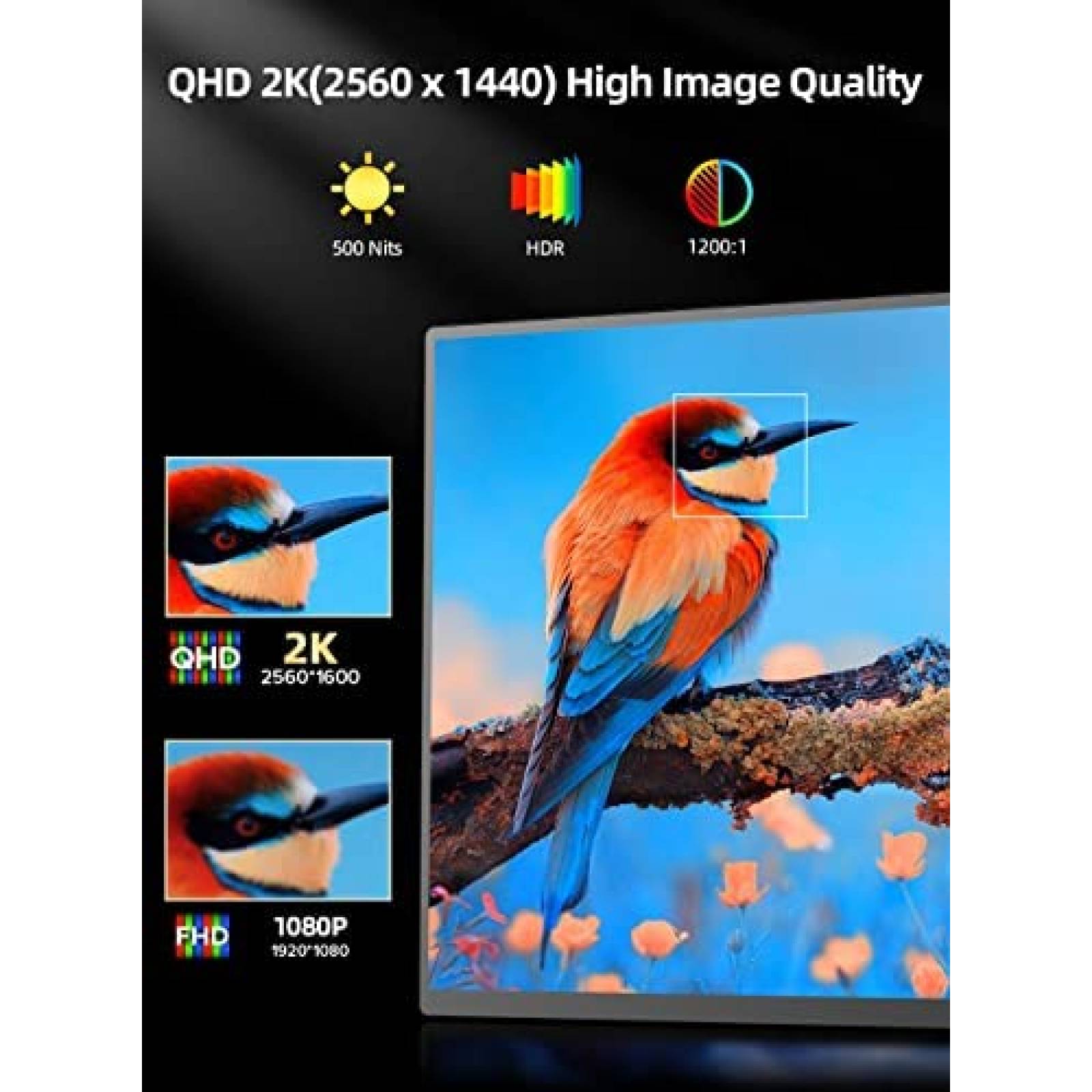 Monitor Portatil EVICIV 2K 16" 500 nits 10 bits -Negro