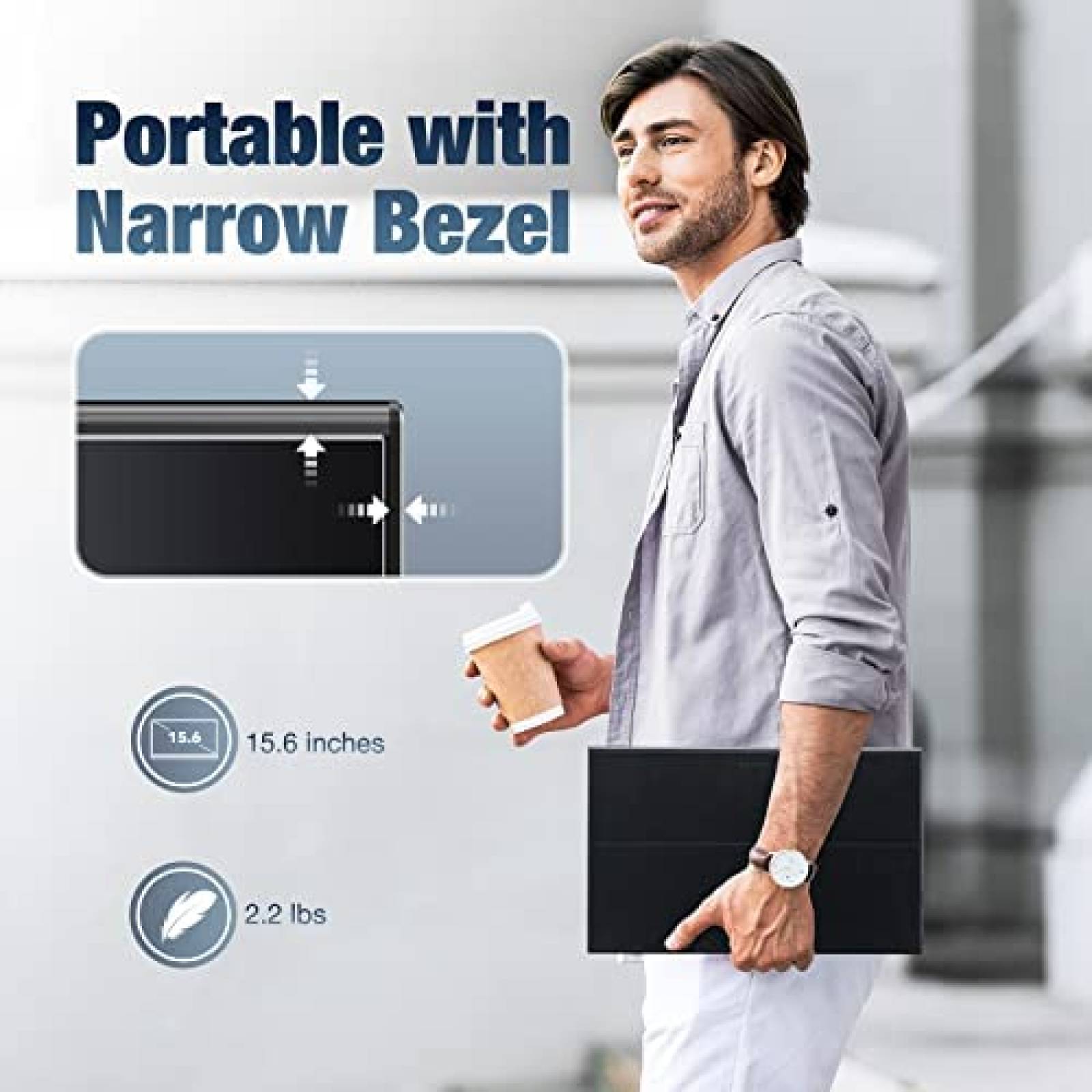 Monitor Portatil DEPGI QLED 15.6" 1080P FHD HDR -Negro