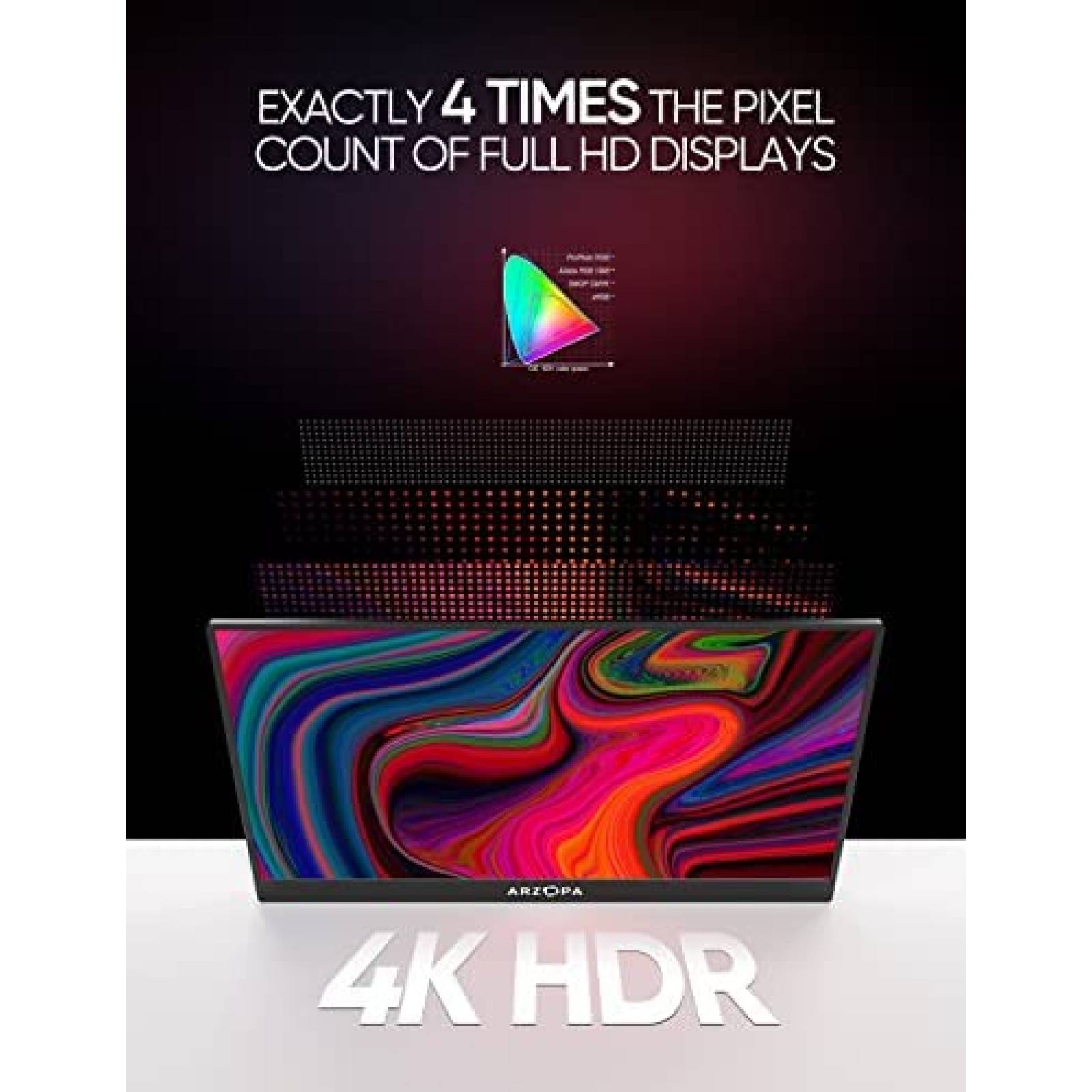 Monitor Portatil Arzopa 4K 15.6" HDMI para Laptop Celular