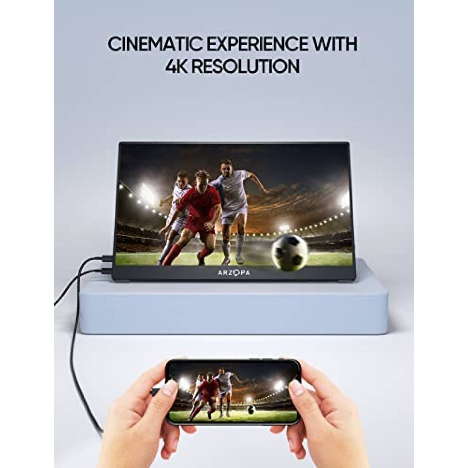 Monitor Portatil Arzopa 4K 15.6" HDMI para Laptop Celular
