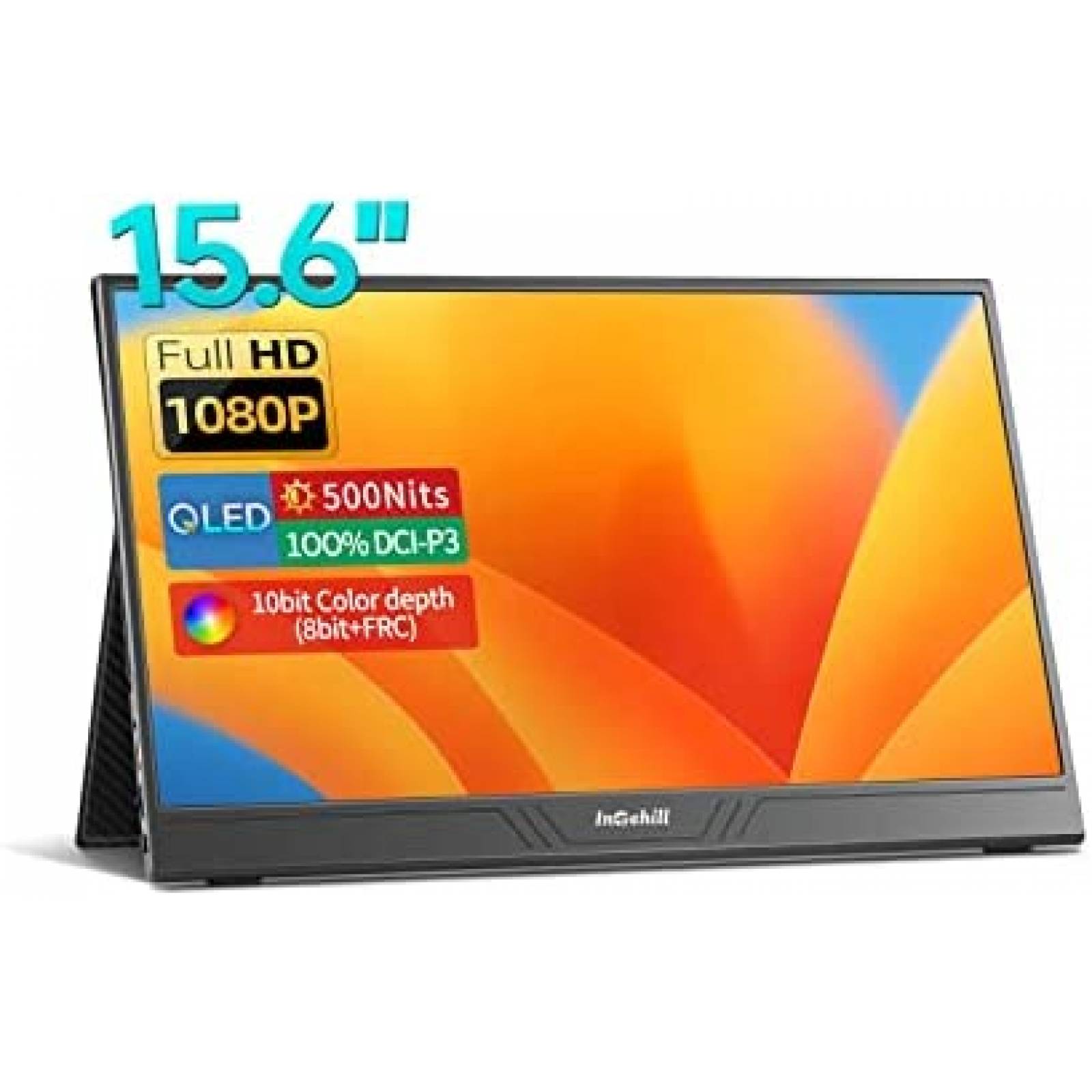 Monitor Portatil Intehill QLED 15.6" FHD 100% DCI-P3 -Negro
