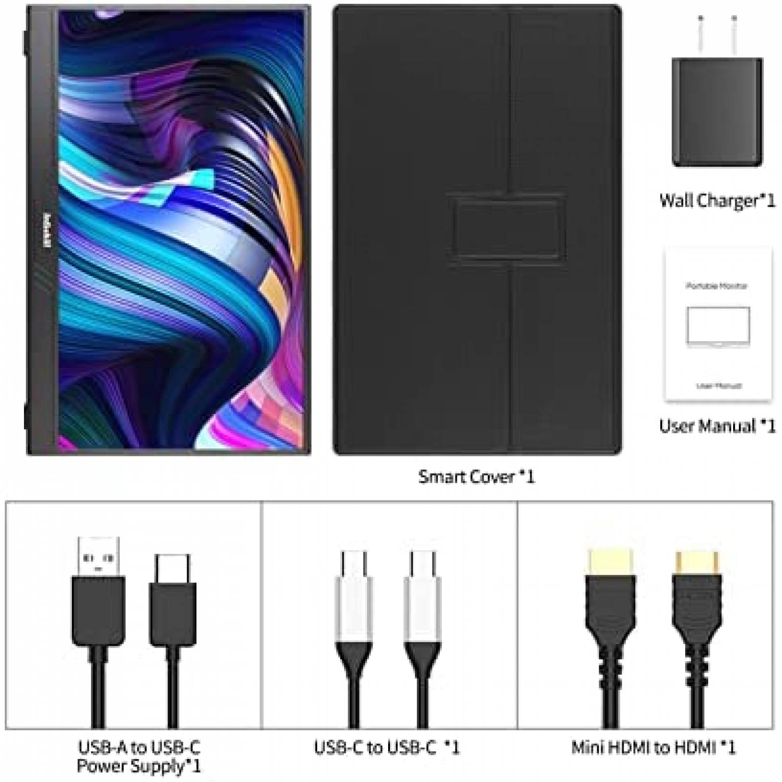 Monitor Portatil Intehill QLED 15.6" FHD 100% DCI-P3 -Negro