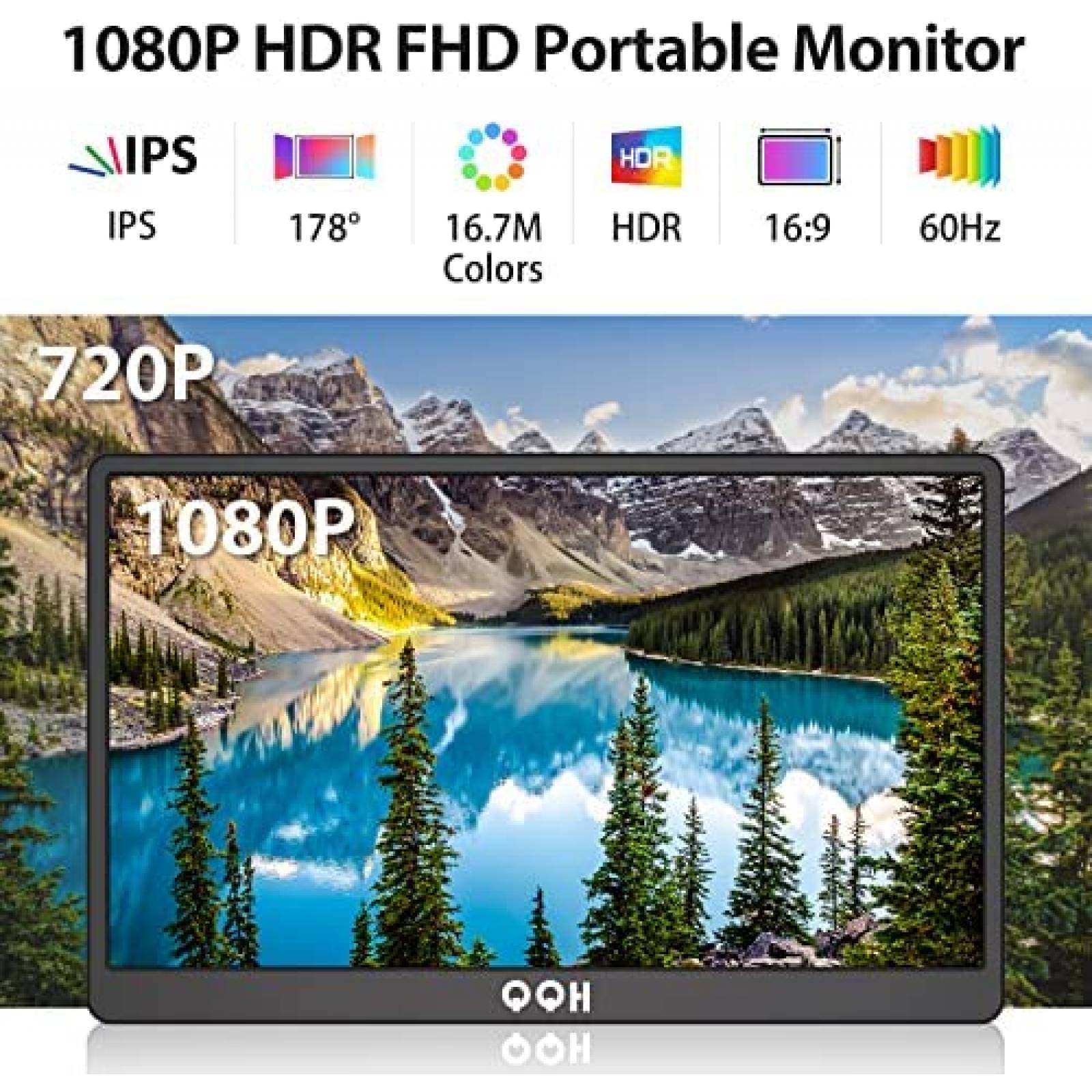 Monitor Portatil QQH Z1-9 15.6" 1080P FHD USB C HDMI 60Hz