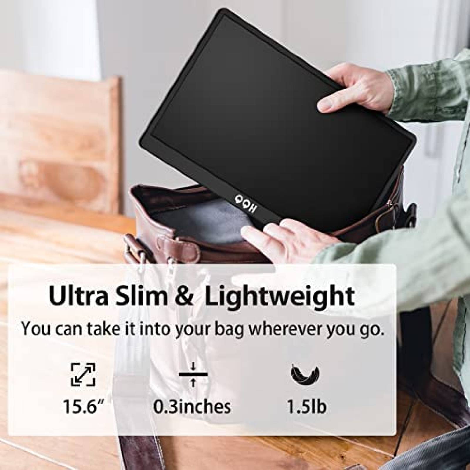 Monitor Portatil QQH Z1-9 15.6" 1080P FHD USB C HDMI 60Hz