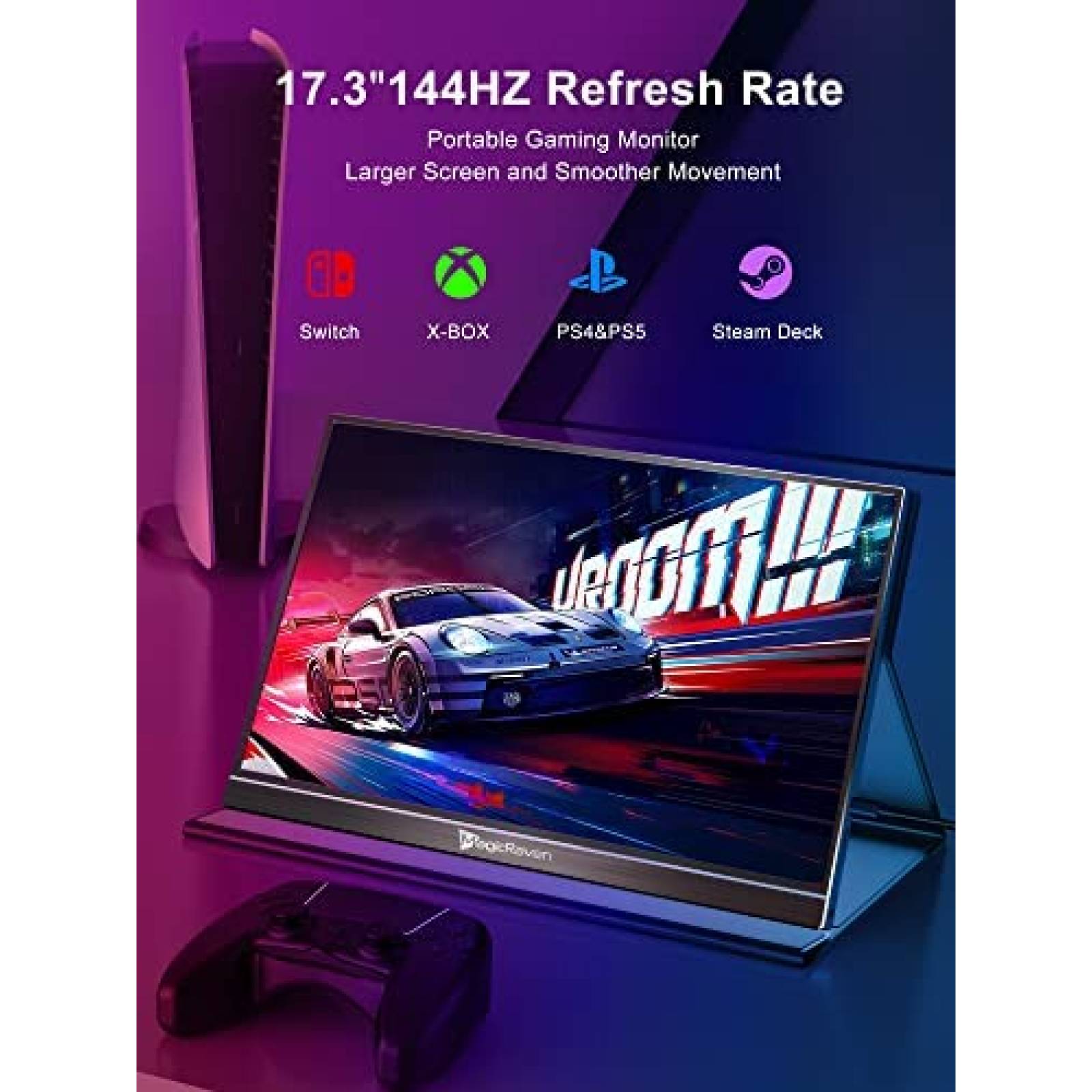 Monitor Gamer Portatil MAGICRAVEN 17.3'' 144 Hz USB HDMI