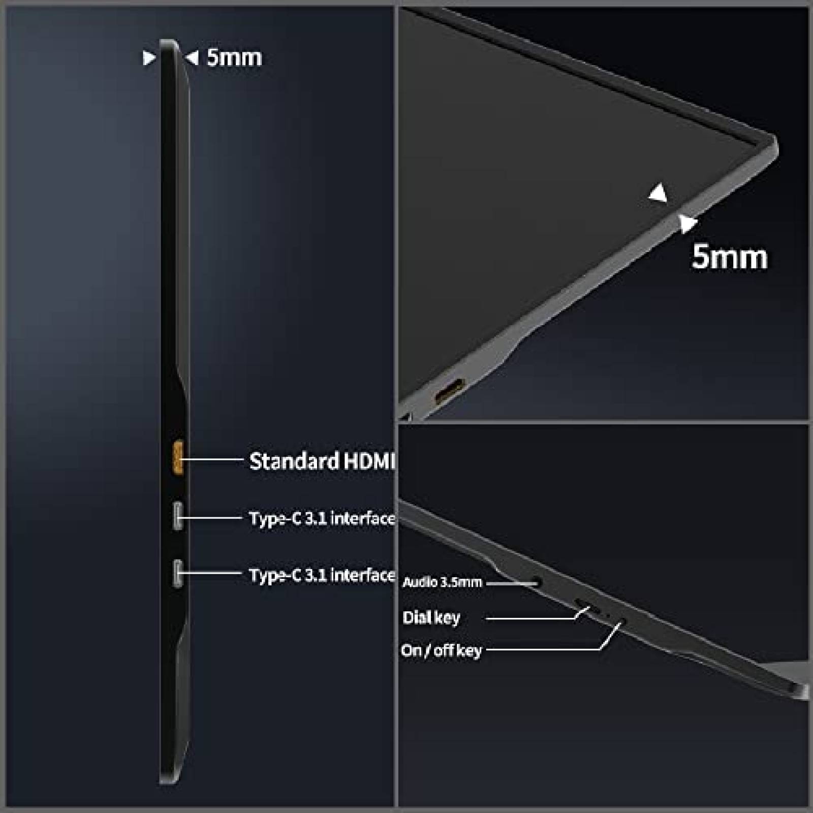 Monitor Portatil Bimawen 17.3'' sRGB 1080p 60Hz -Negro