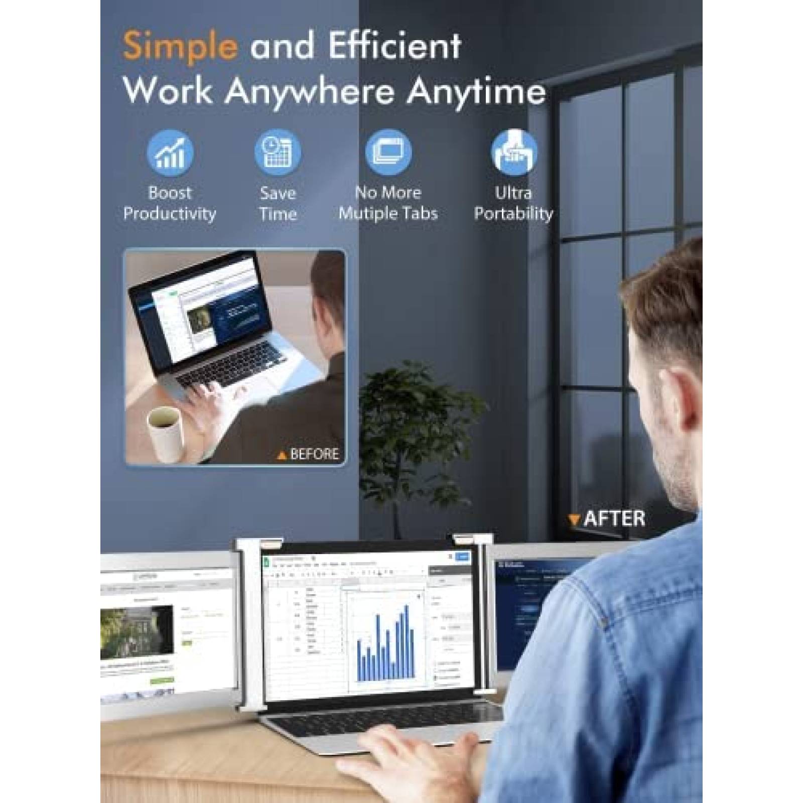 Monitor Portatil FOPO 13.3'' FHD 1080p HDMI USB-C -Gris