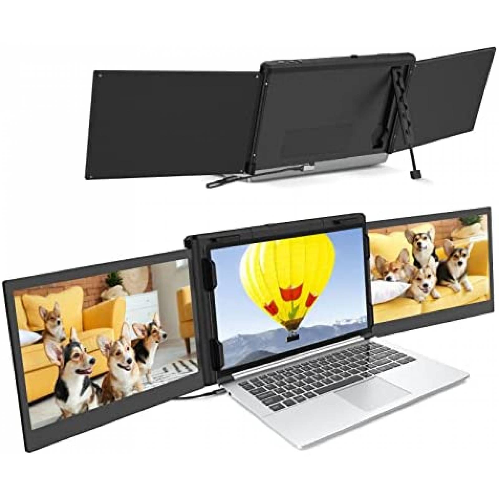 Monitor Doble Portatil ADWOLT 12'' 1080p FHD IPS -Negro