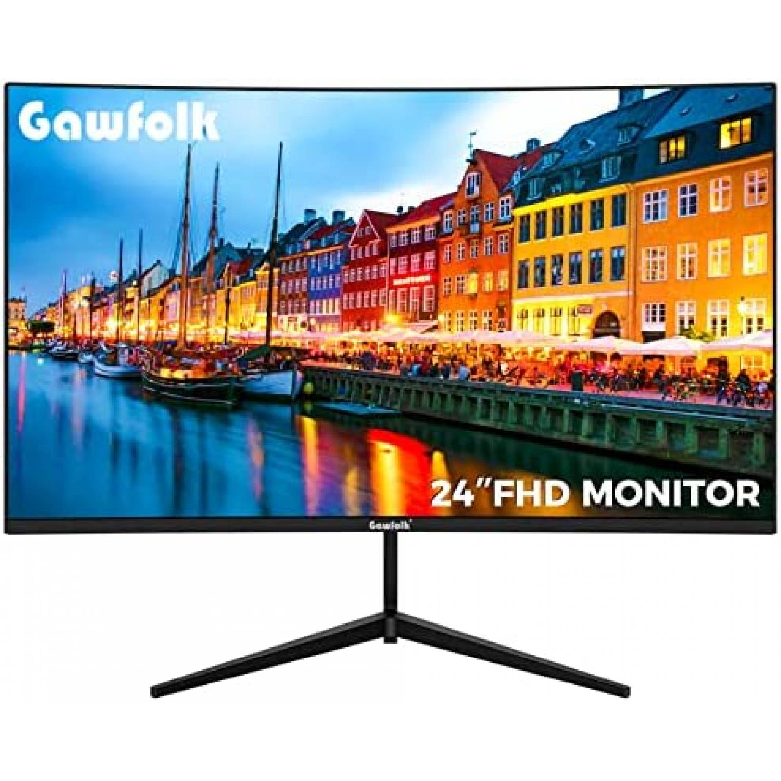 Monitor Gawfolk 24'' Curveado FHD 1080p 75Hz HDMI -Negro