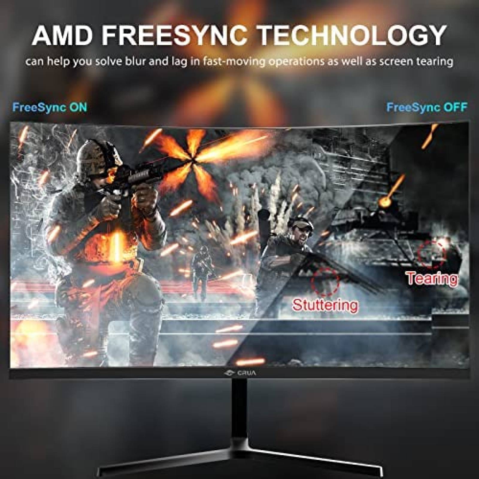 Monitor Gamer Curveado CRUA 24'' 144Hz FHD 1080p HDMI -Negro