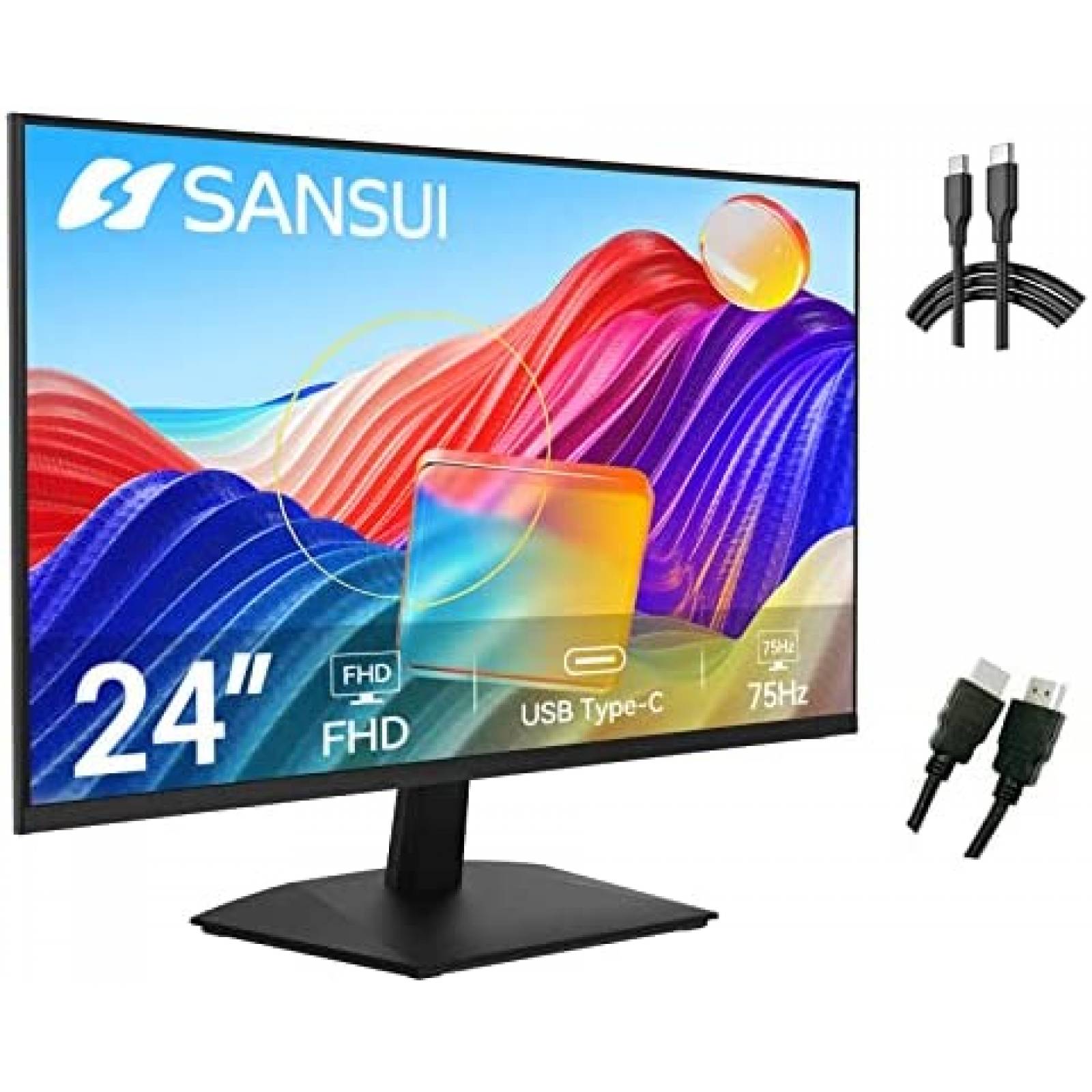 Monitor SANSUI 24'' FHD 75Hz USB C HDMI VGA 3.5mm 3000:1