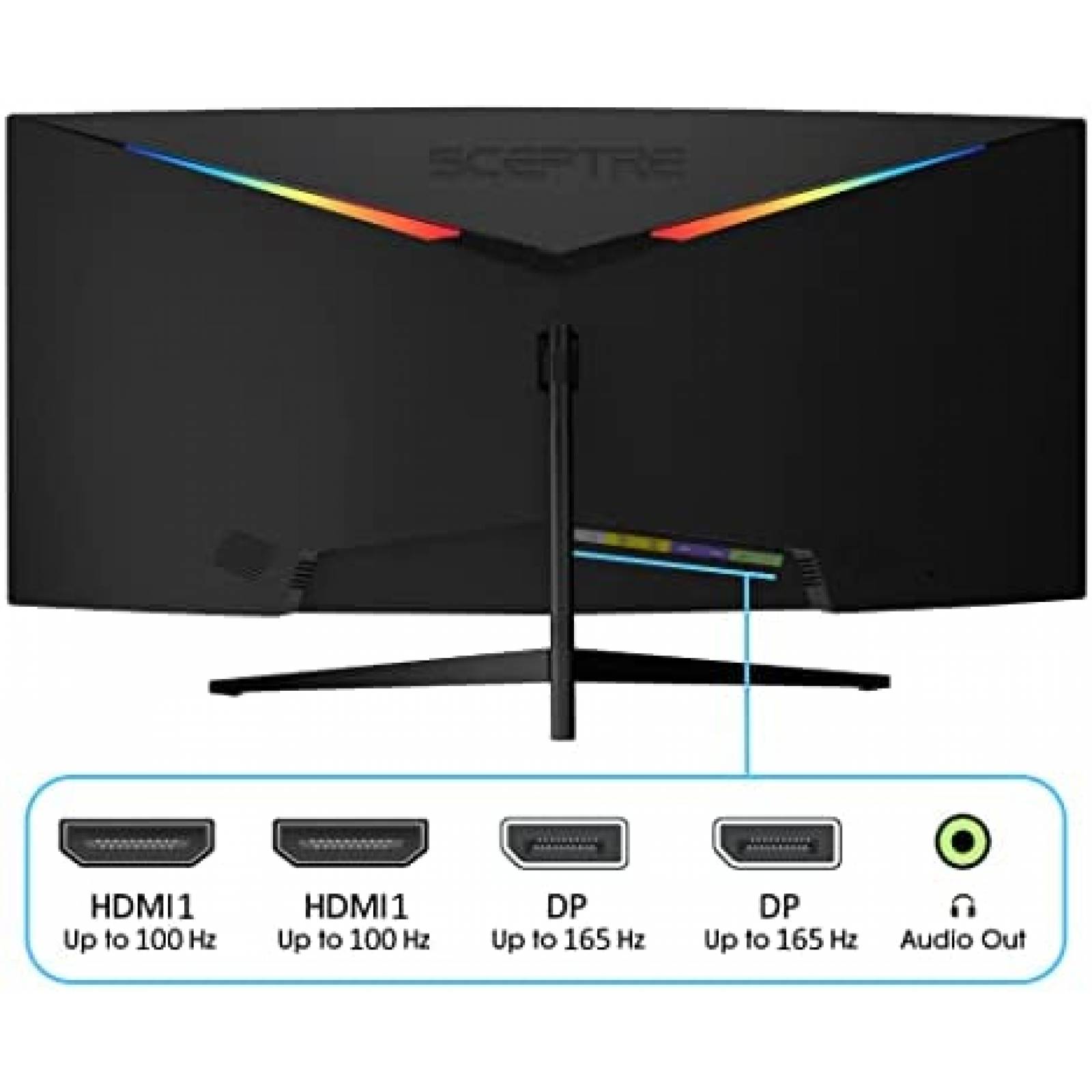 Monitor Curvo Sceptre C345B-QUT168 Ultra Ancho 34" -Negro
