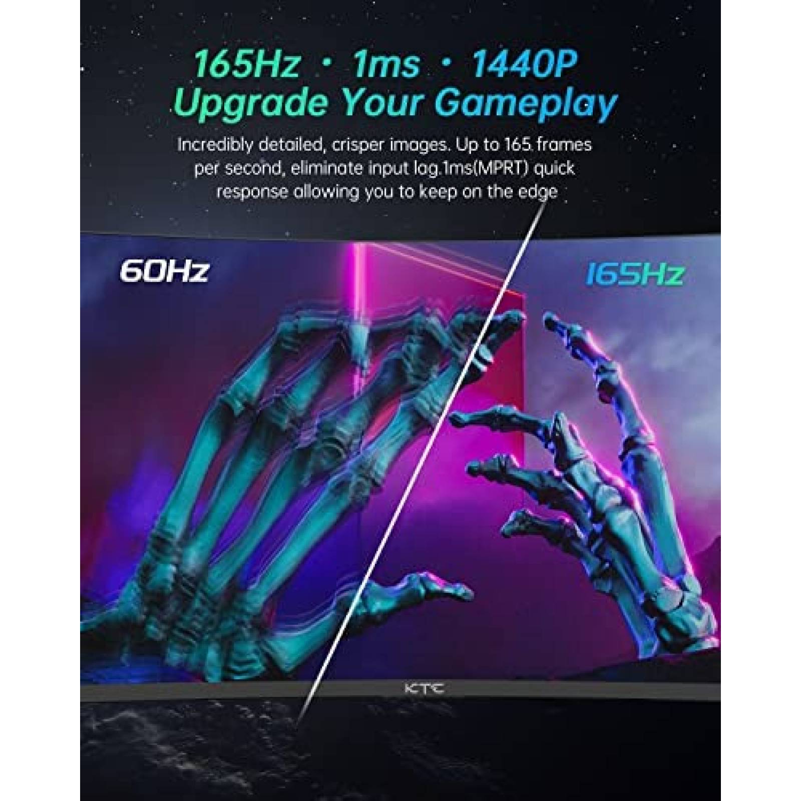 Monitor Gamer KTC 27'' 1440p 165Hz 4K QHD HDR HDMI USB-C
