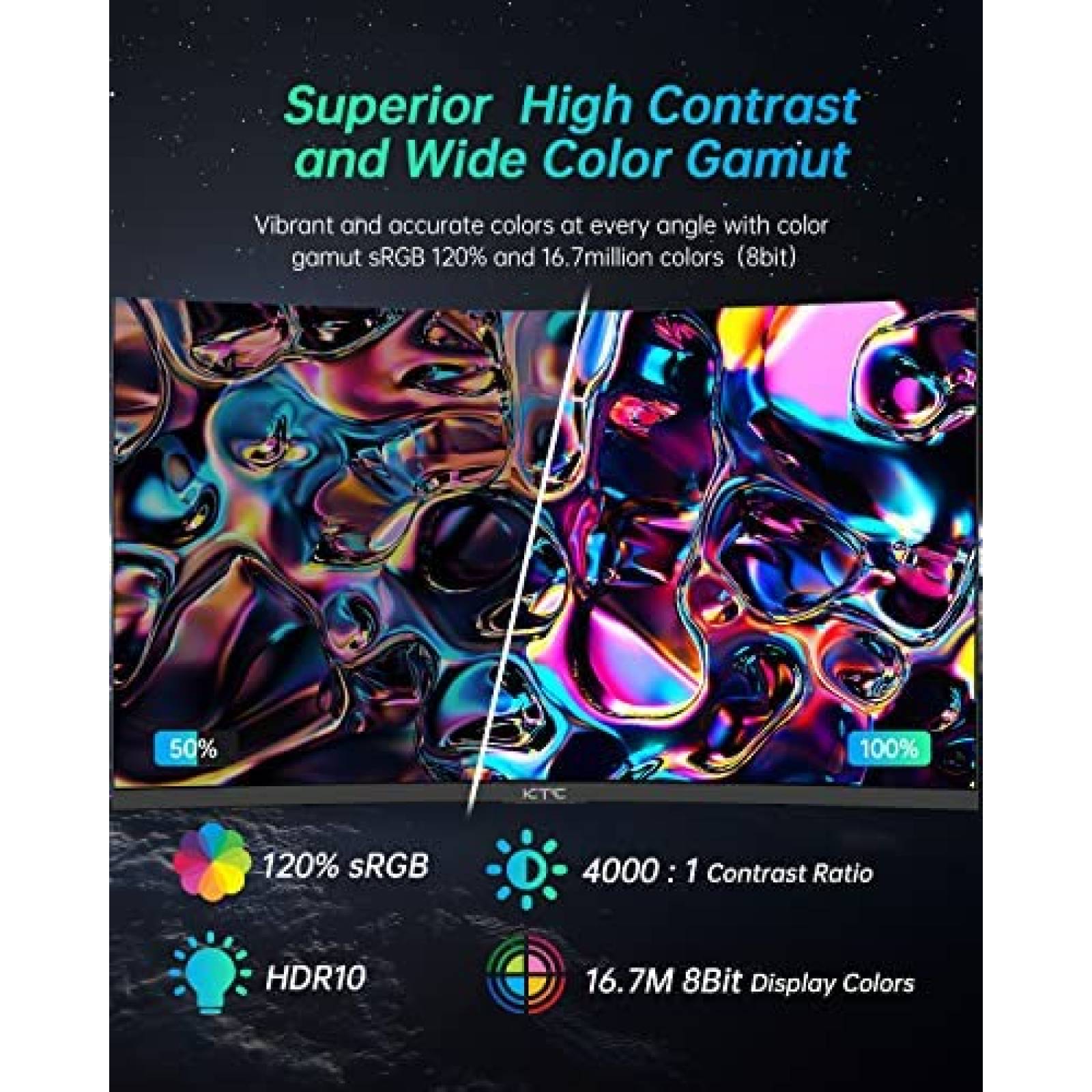 Monitor Gamer KTC 27'' 1440p 165Hz 4K QHD HDR HDMI USB-C