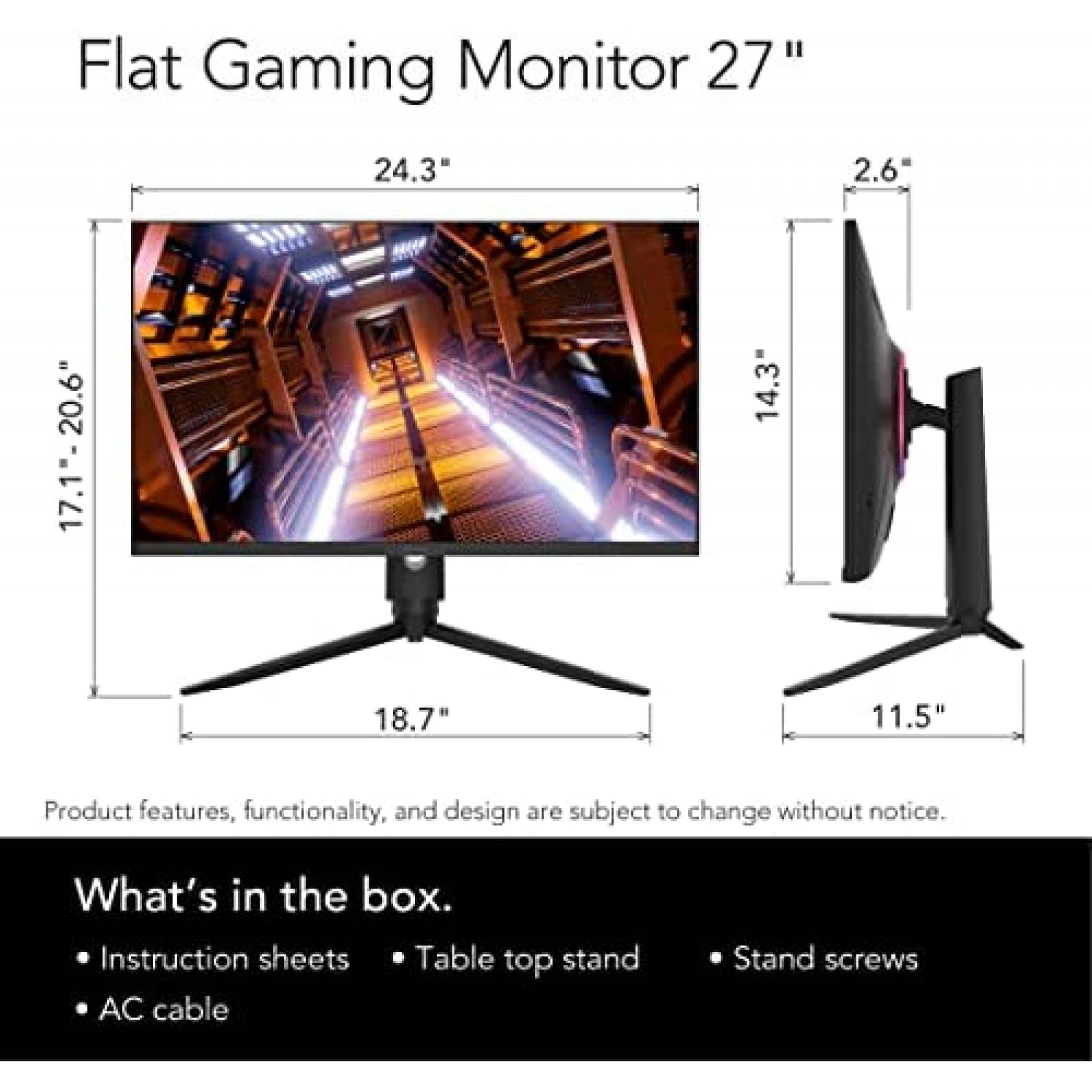 Monitor Funai Corporation 27" Gaming 240Hz 1ms -Negro