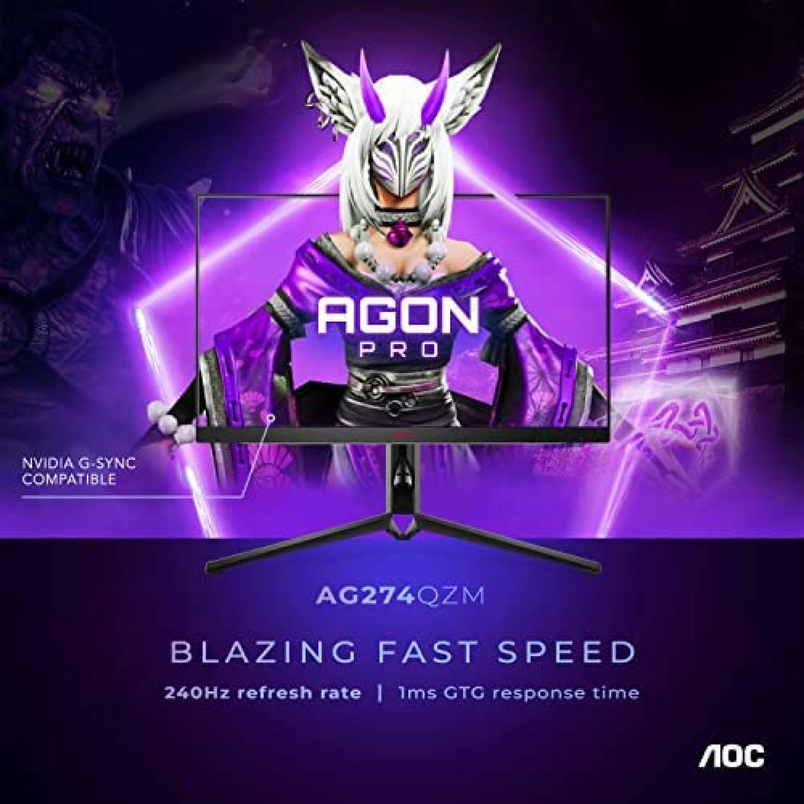 Monitor Gamer AOC Agon PRO 27'' QHD 1440p 240Hz HDR -Negro