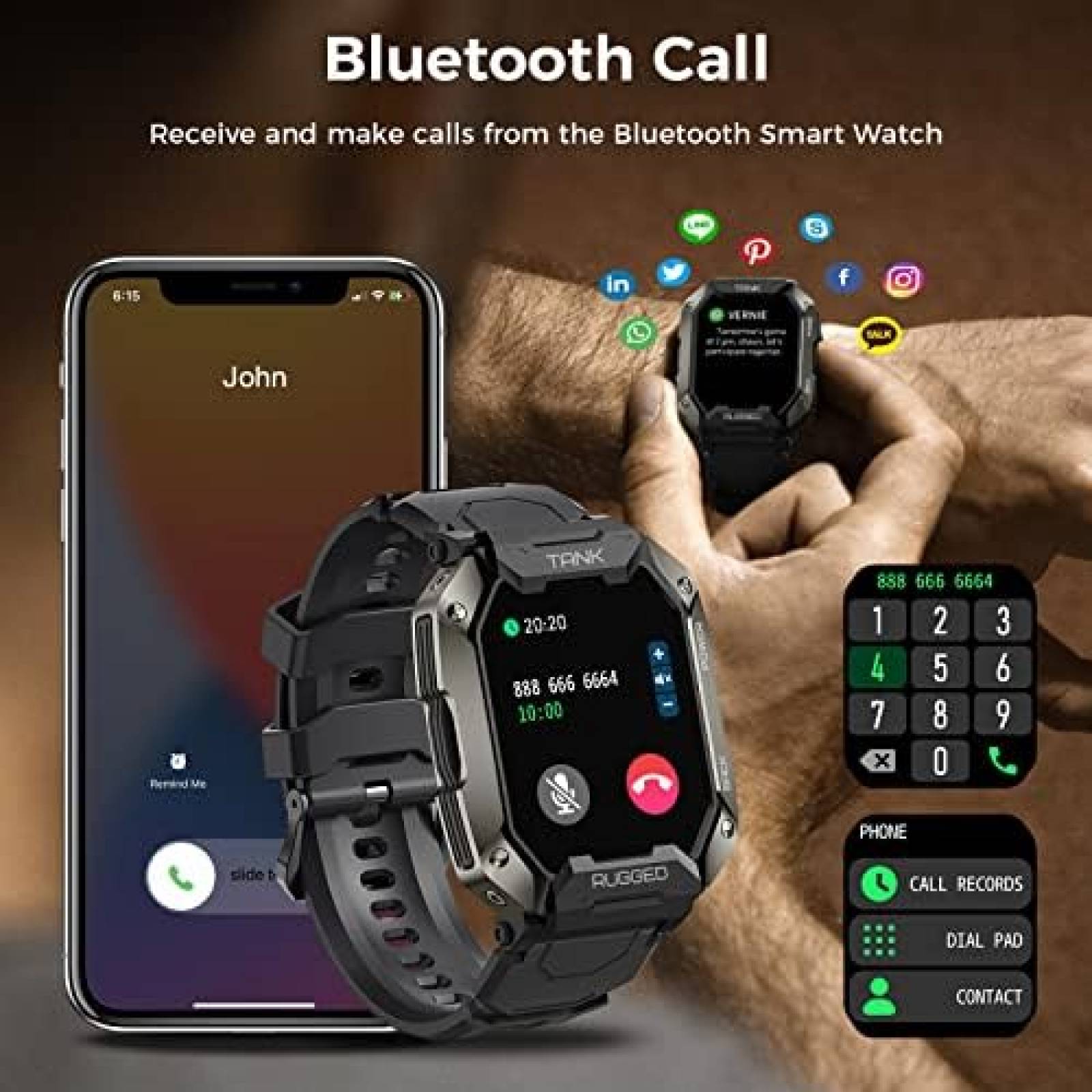 Smartwatch KOSPET Tank M1 Pro Rastreador de Actividad Fisica