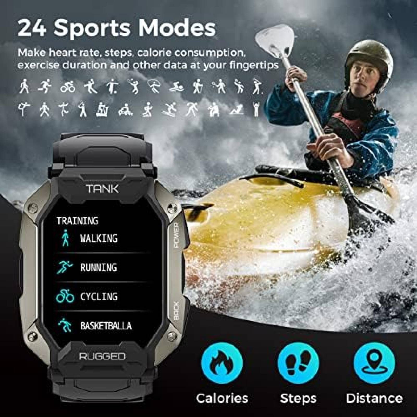 Smartwatch KOSPET Tank M1 Pro Rastreador de Actividad Fisica