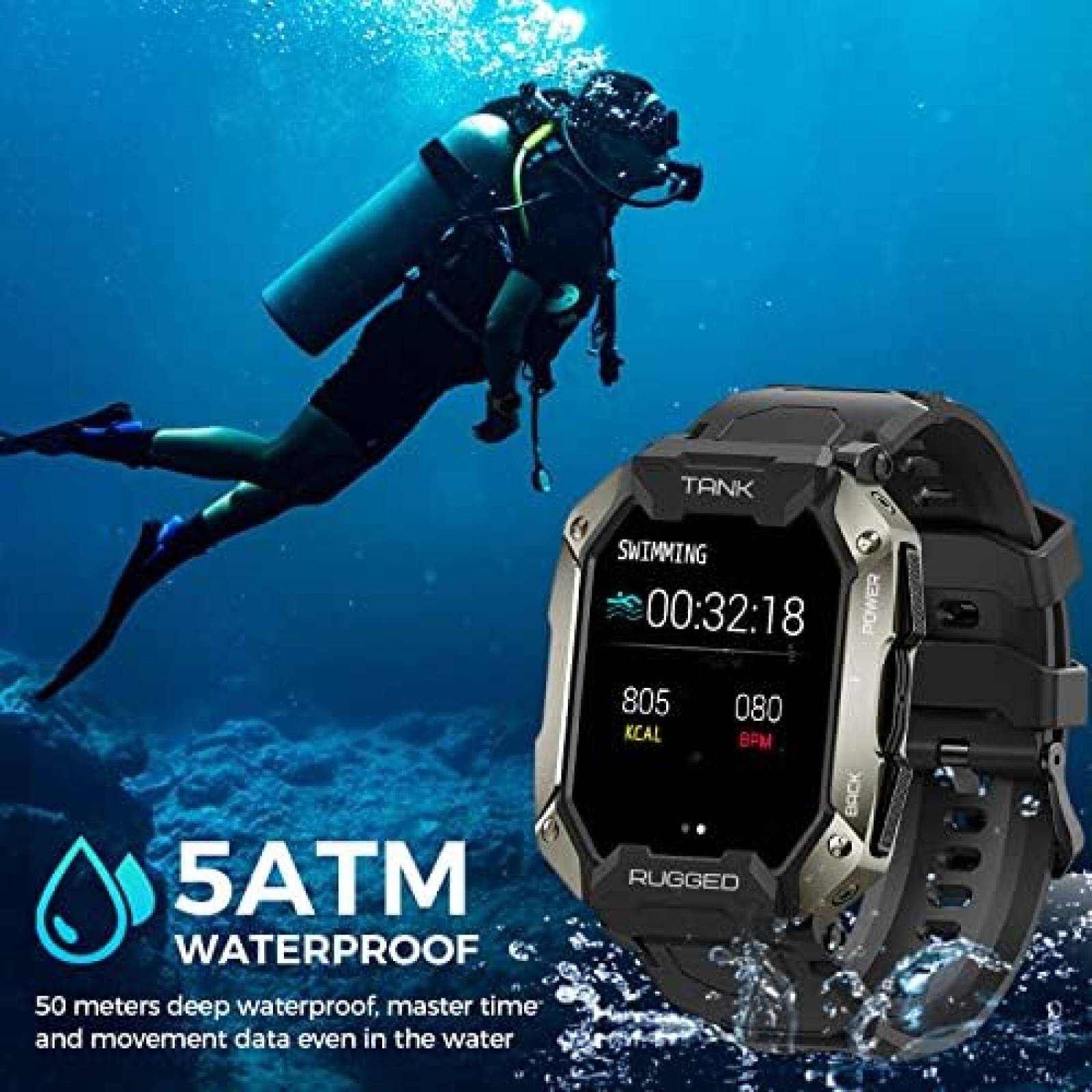 Smartwatch KOSPET Tank M1 Pro Rastreador de Actividad Fisica