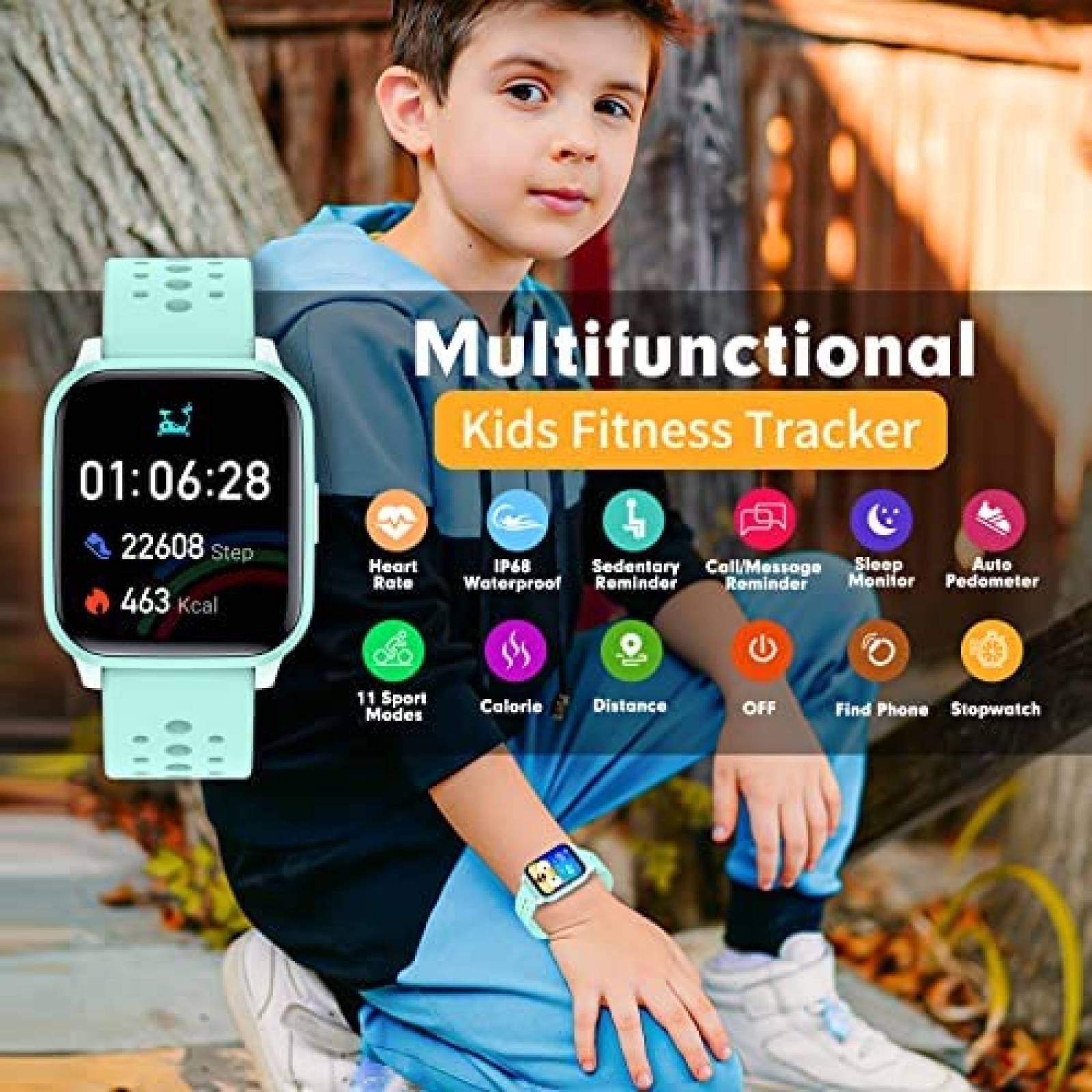 Smartwatch HENGTO Para Niños Resistente al Agua -Verde Agua