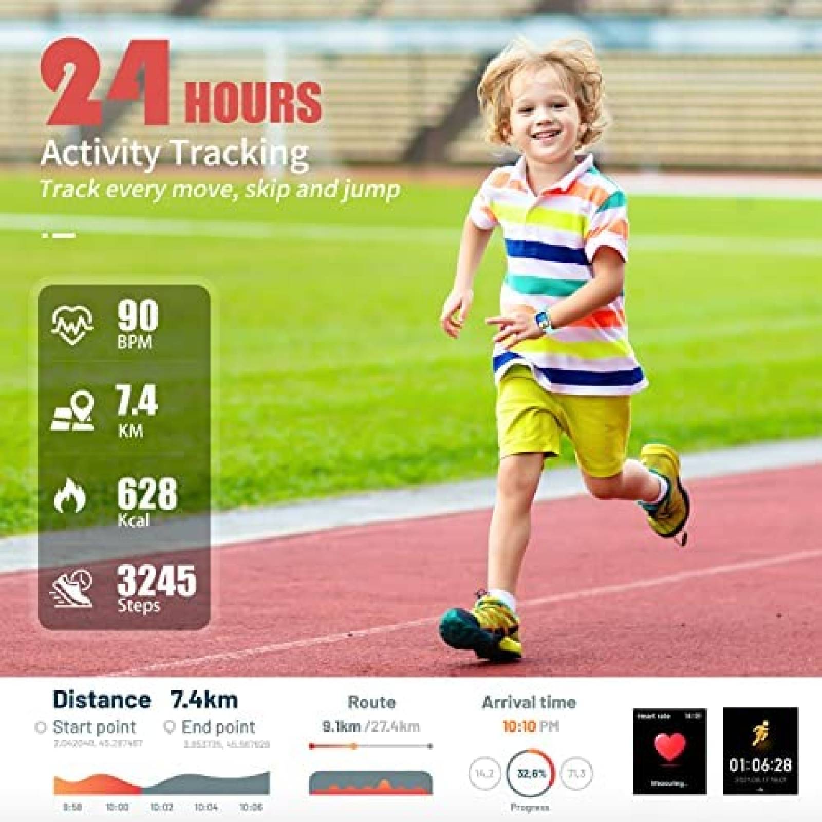 Smartwatch HENGTO Para Niños Resistente al Agua -Verde Agua