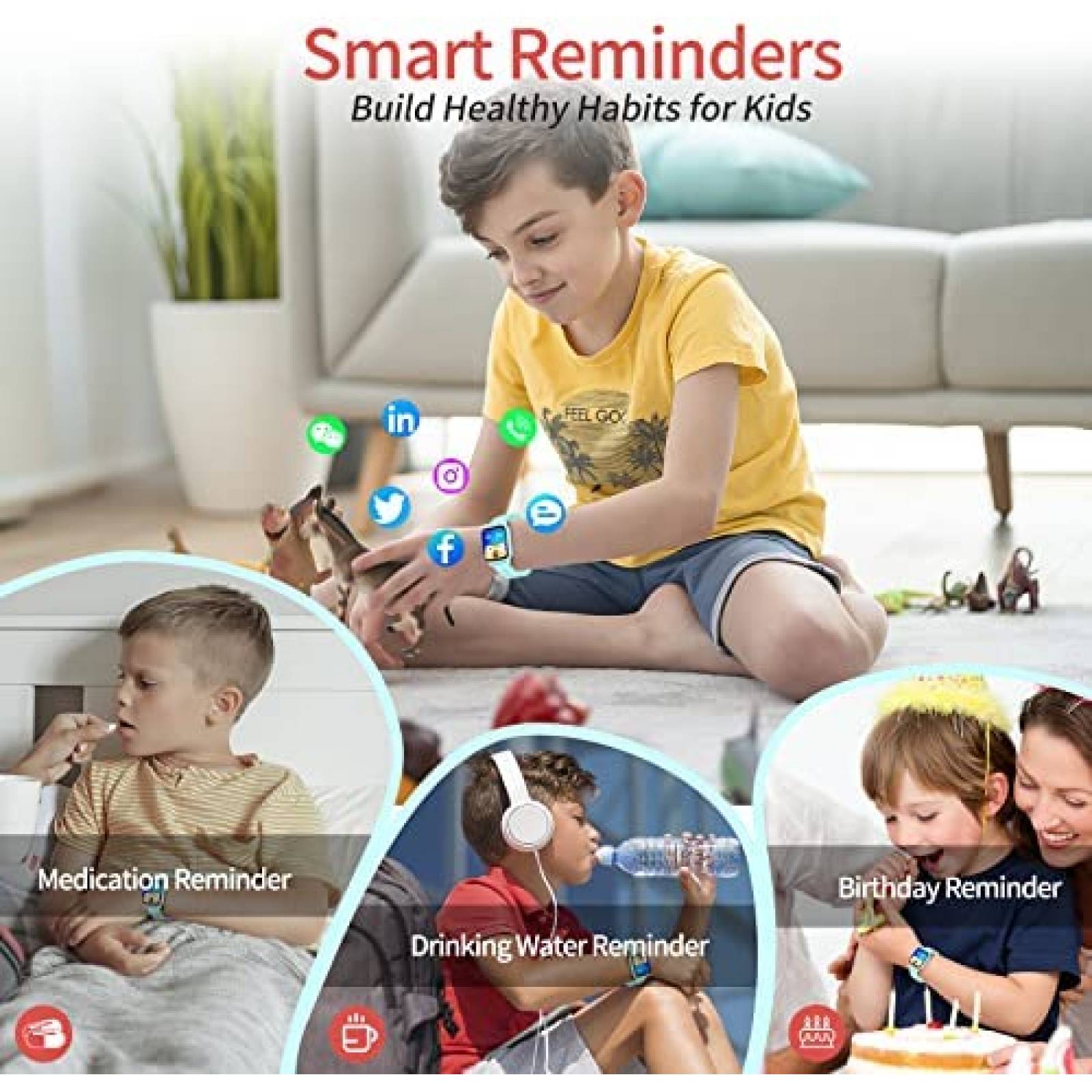 Smartwatch HENGTO Para Niños Resistente al Agua -Verde Agua