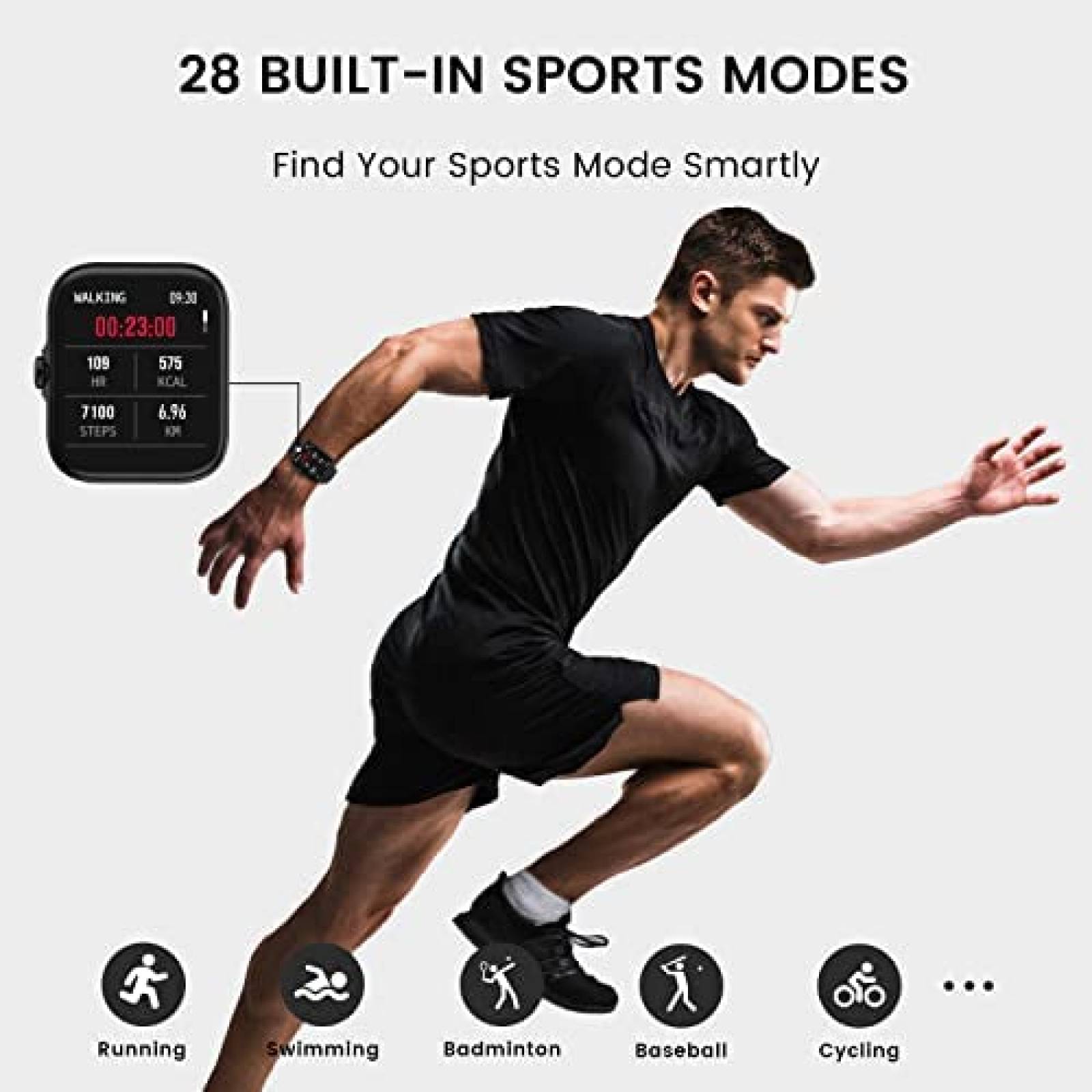 Smartwatch BANLVS Rastreador de Actividad Fisica -Negro