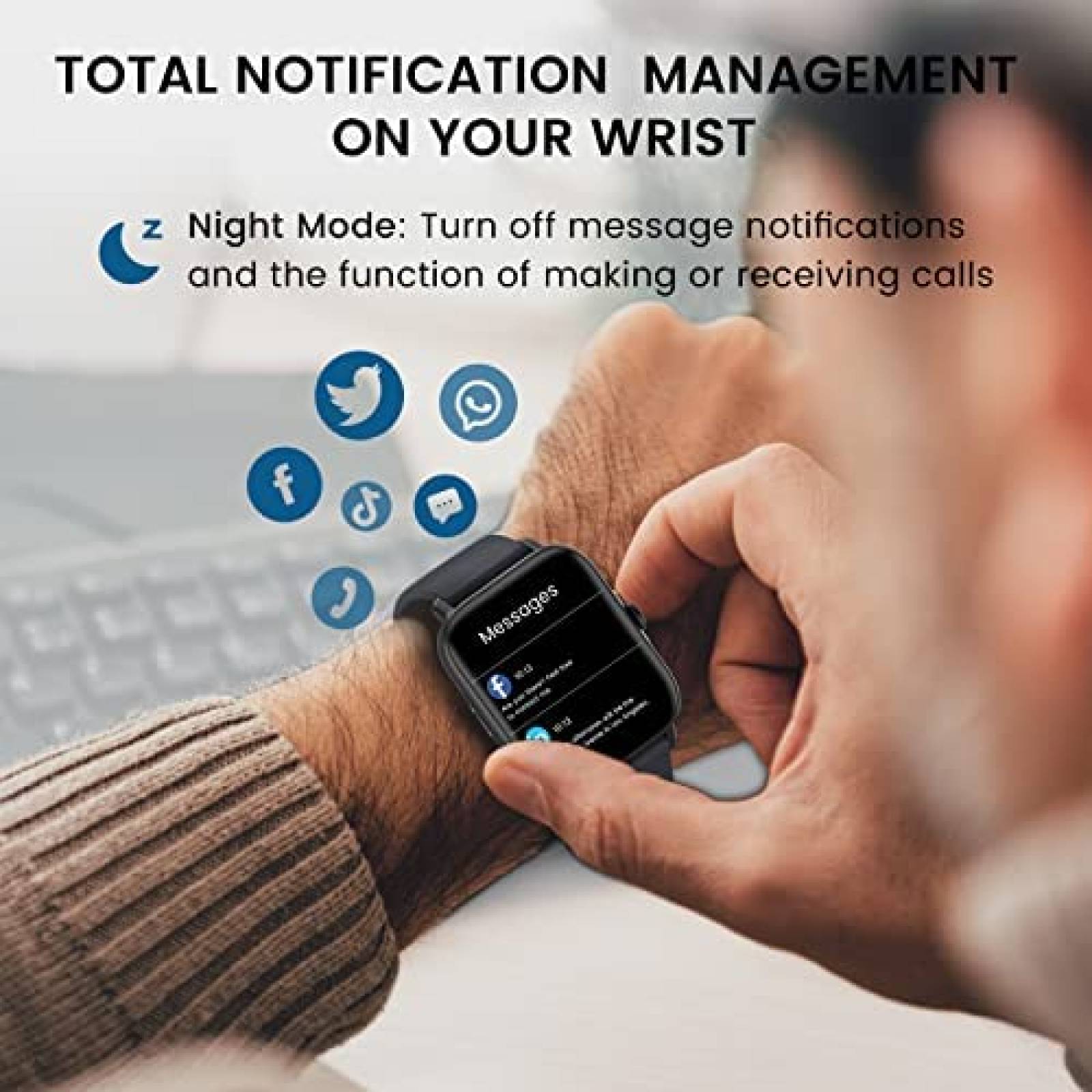 Smartwatch BANLVS Rastreador de Actividad Fisica -Negro