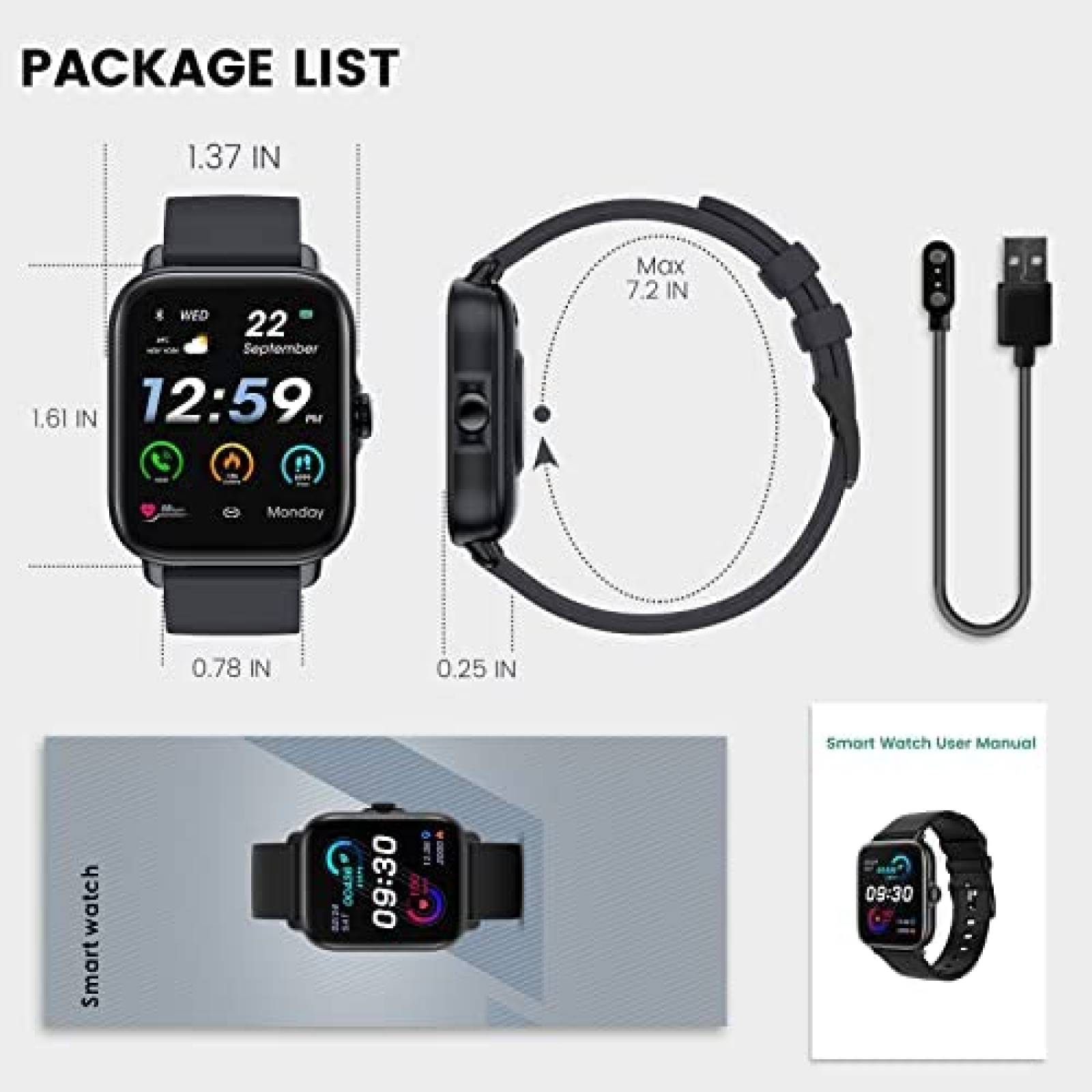 Smartwatch BANLVS Rastreador de Actividad Fisica -Negro