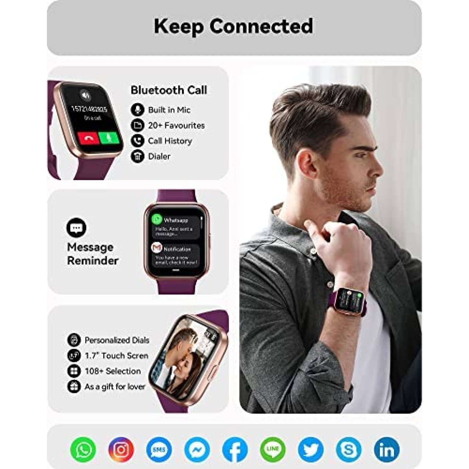 Pack de 2 Smartwatch ENOMIR Mide Frecuencia Cardiaca -Negro
