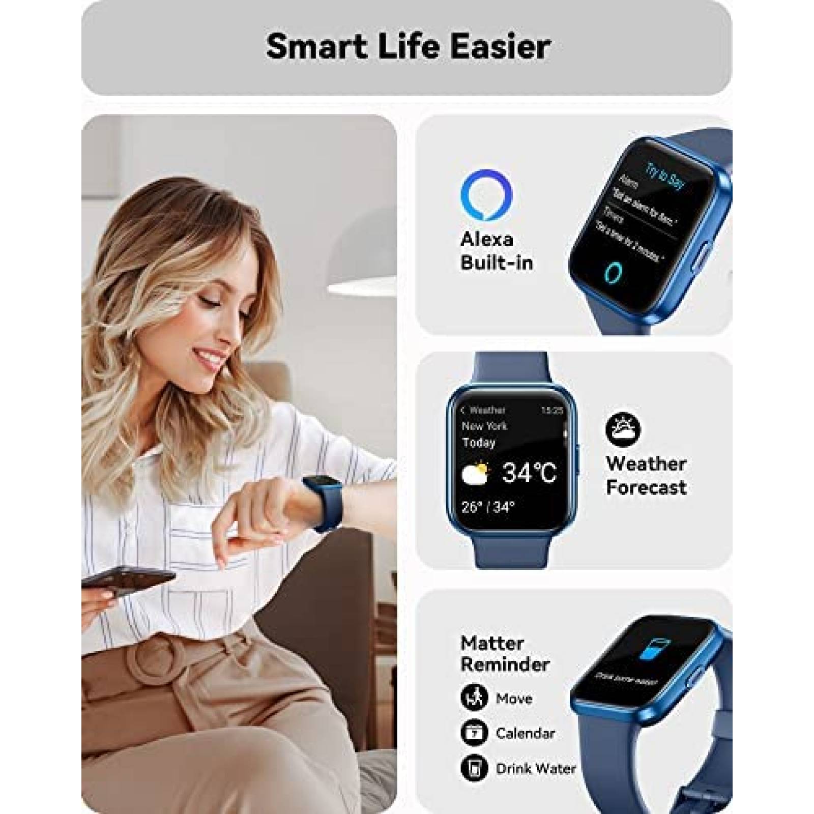 Pack de 2 Smartwatch ENOMIR Mide Frecuencia Cardiaca -Negro