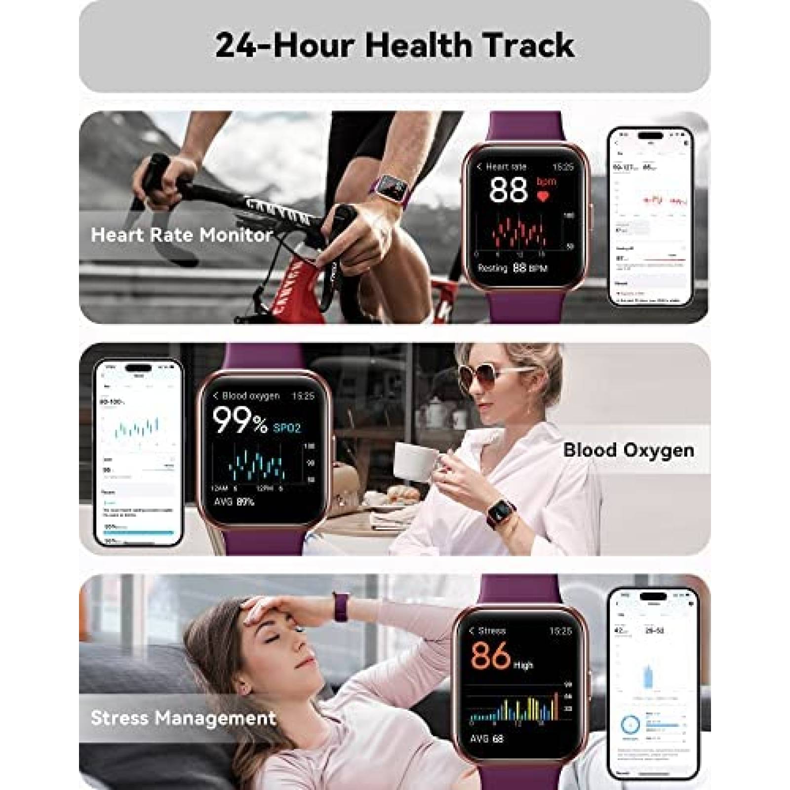 Pack de 2 Smartwatch ENOMIR Mide Frecuencia Cardiaca -Negro