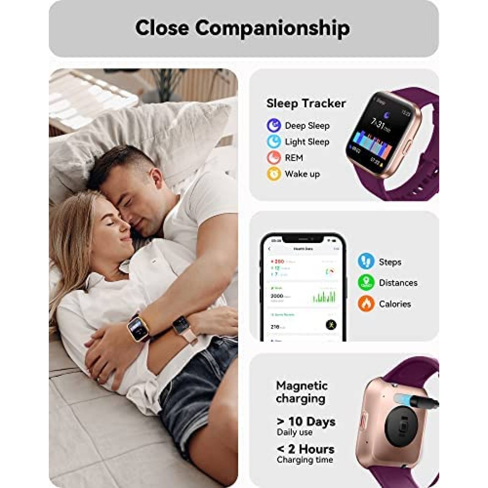 Pack de 2 Smartwatch ENOMIR Mide Frecuencia Cardiaca -Negro