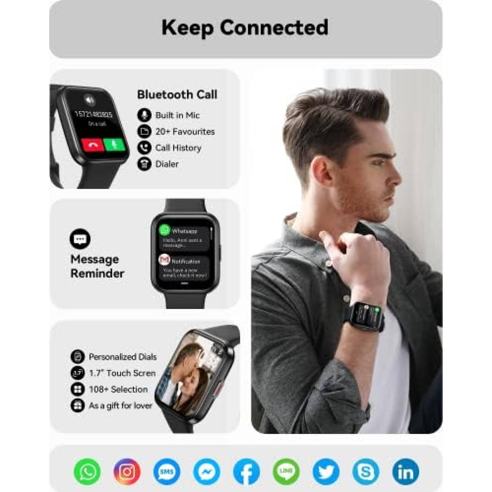 Paquete de 2 Smartwatch ENOMIR Mide Frecuencia Cardiaca