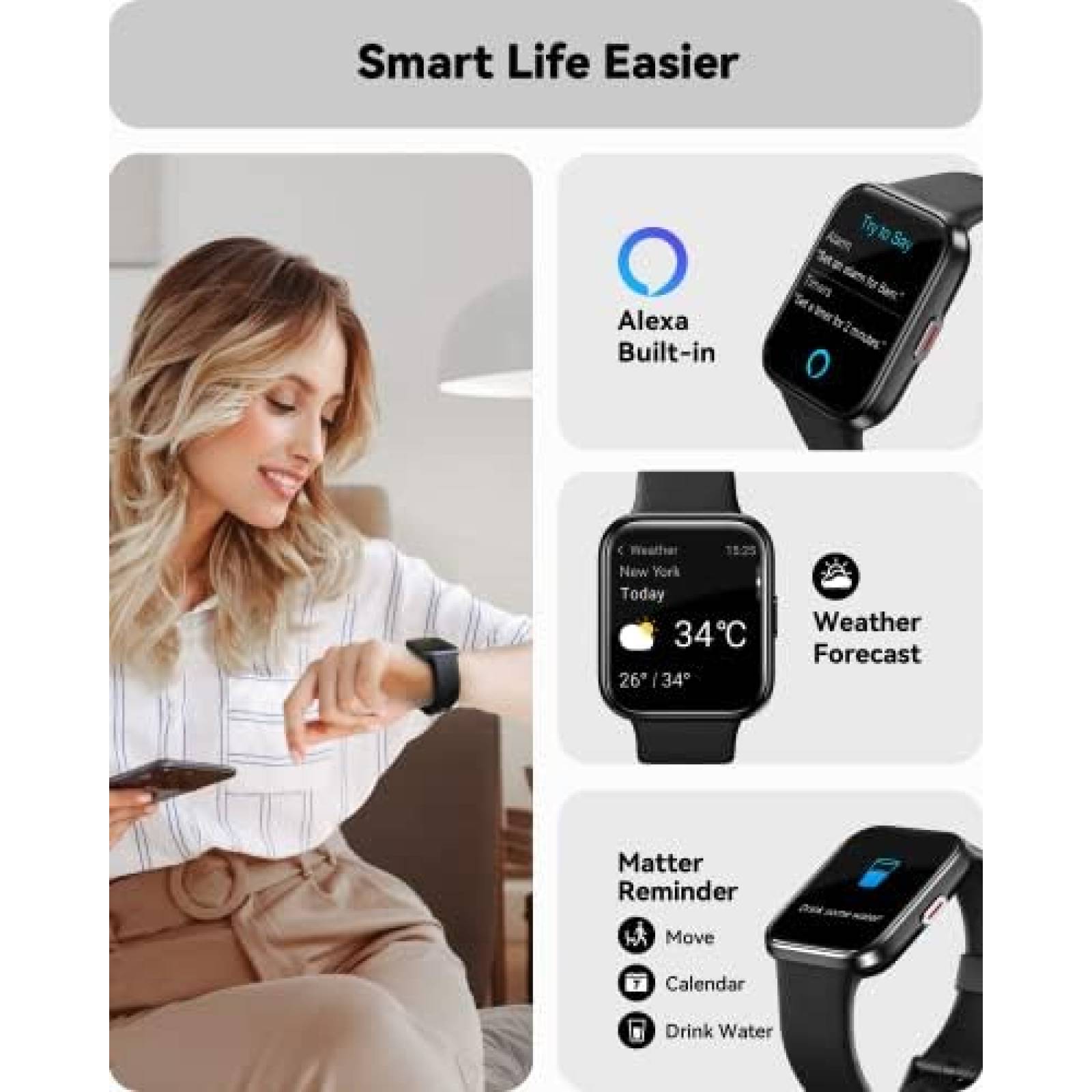 Paquete de 2 Smartwatch ENOMIR Mide Frecuencia Cardiaca