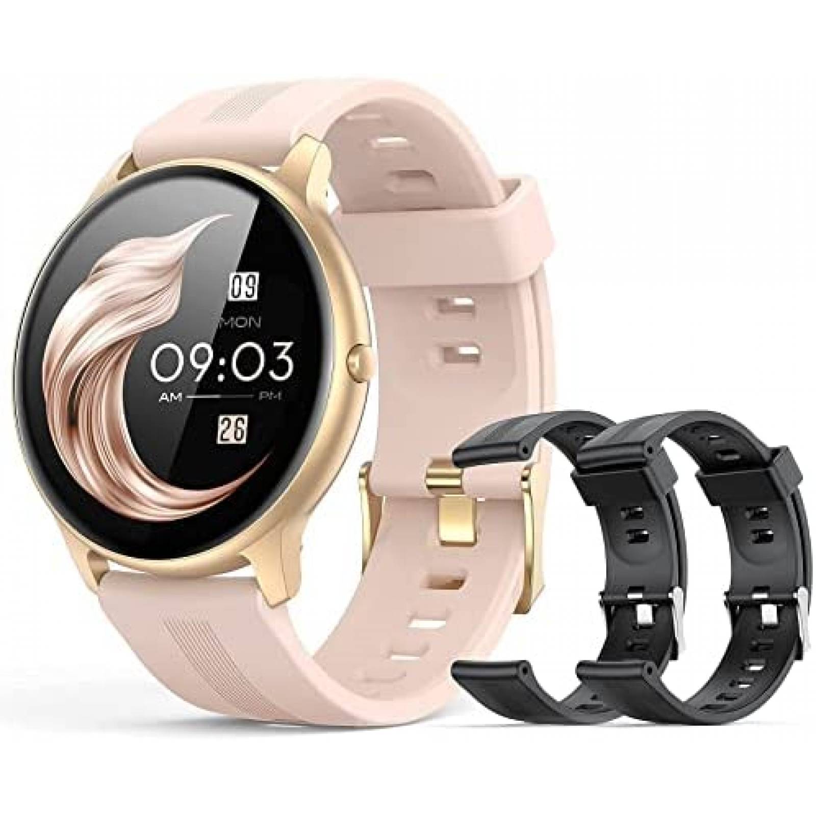 Reloj Inteligente AGPTEK Con Bandas de Repuesto -Dorado