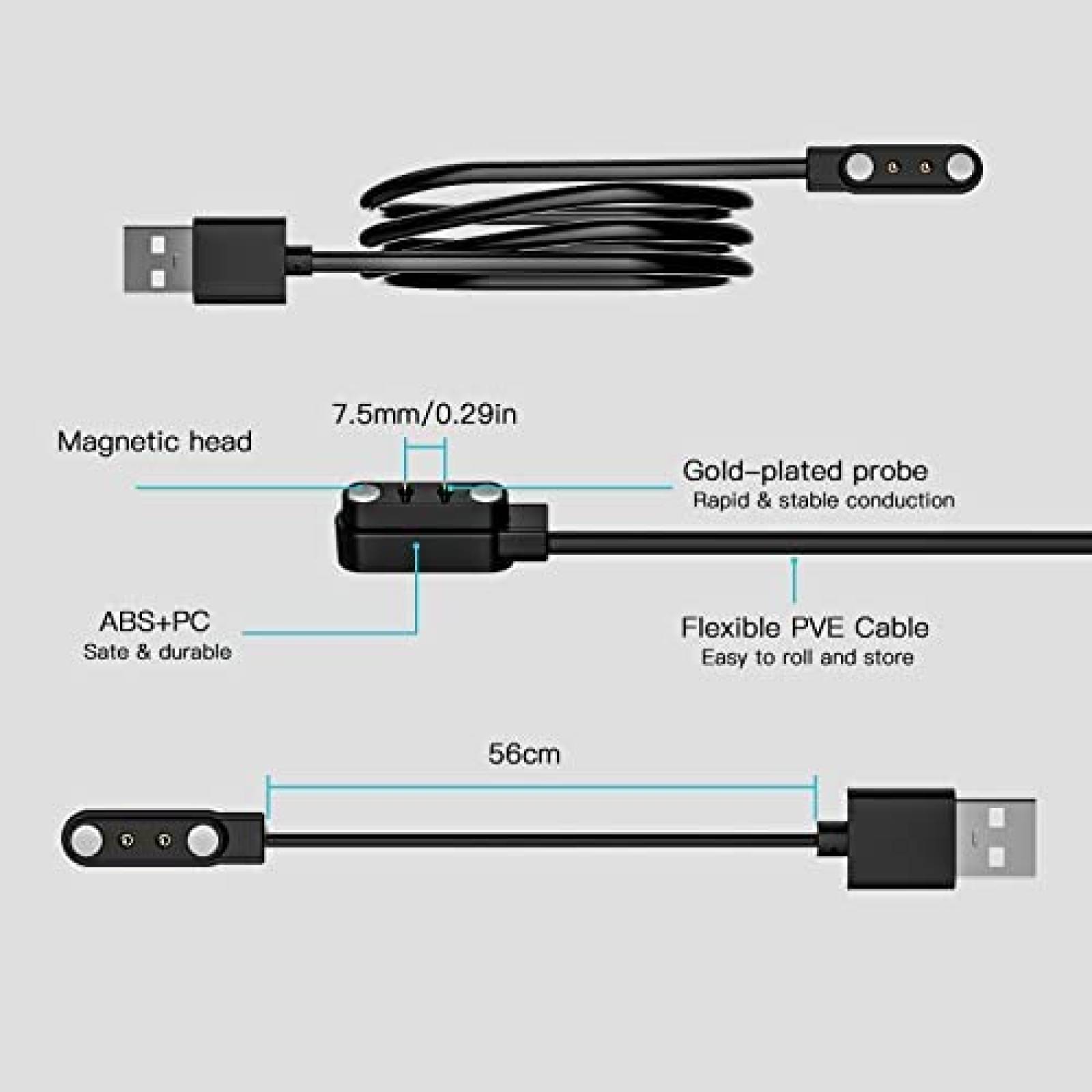 Cargador De SmartWatch ANDFZ Cable USB Magnetico -Negro