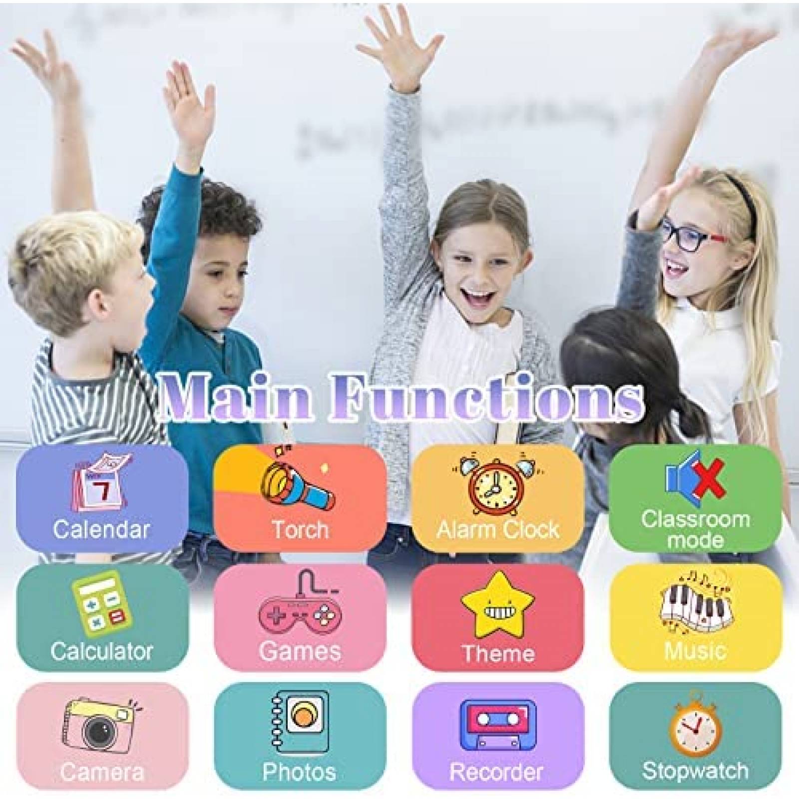 Reloj Inteligente FARSAGION Para Niños con Juegos -Rosa