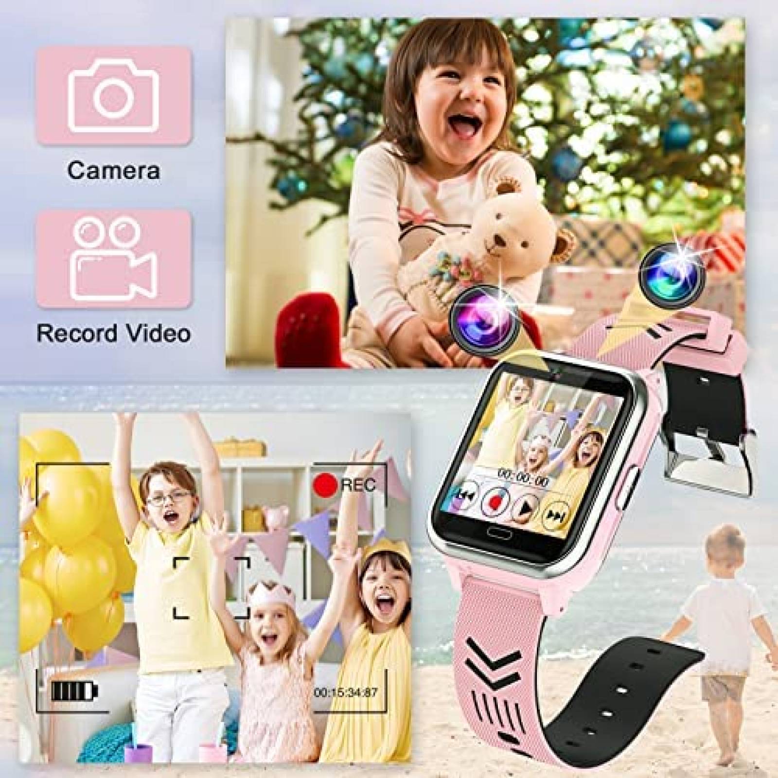 Reloj Inteligente FARSAGION Para Niños con Juegos -Rosa