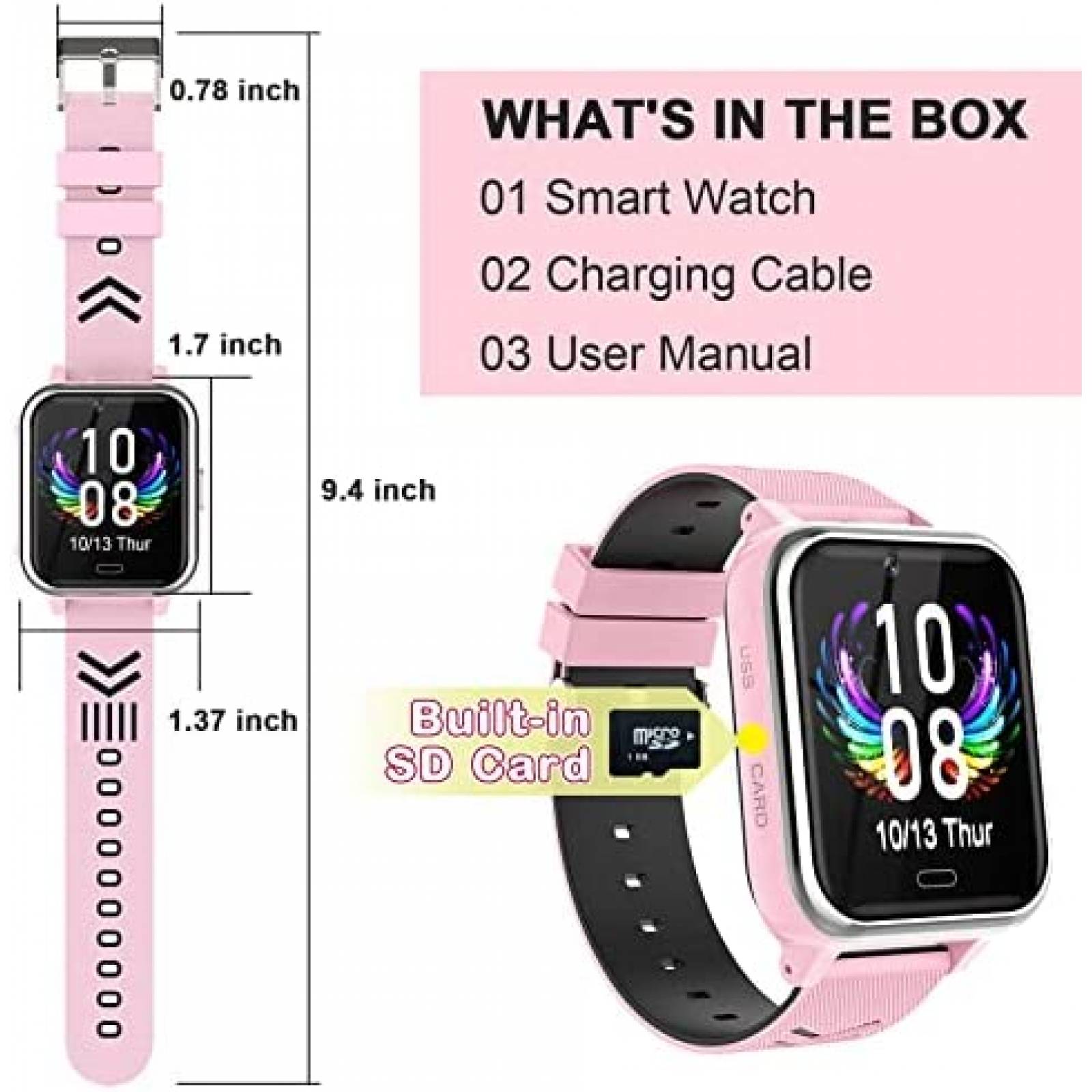 Reloj Inteligente FARSAGION Para Niños con Juegos -Rosa