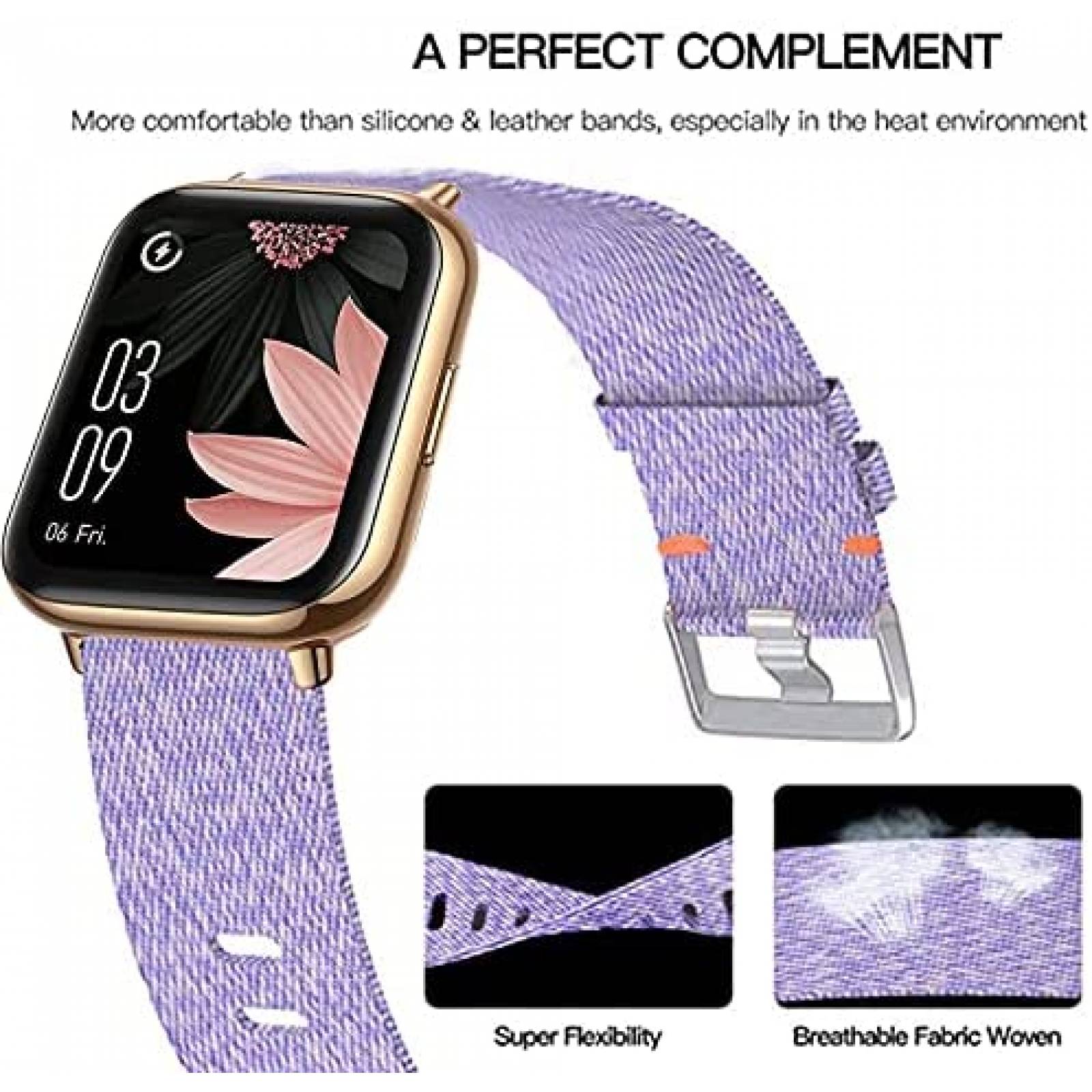 Correa de Reloj Lamshaw Para AGPTEK Mu-Go Rinsmola -Purpura