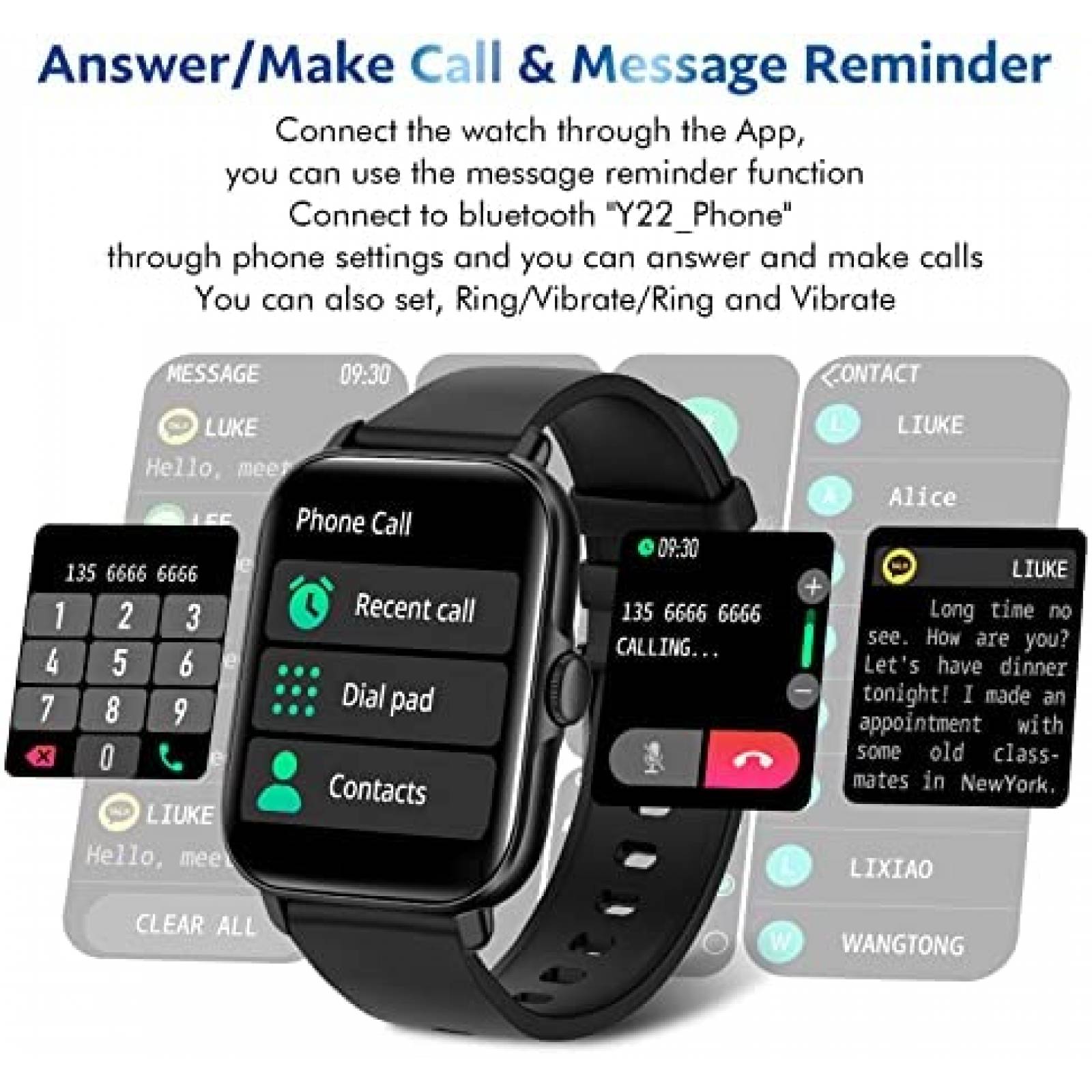 SmartWatch Watchiee Fitness Bluetooth Touchscreen -Negro