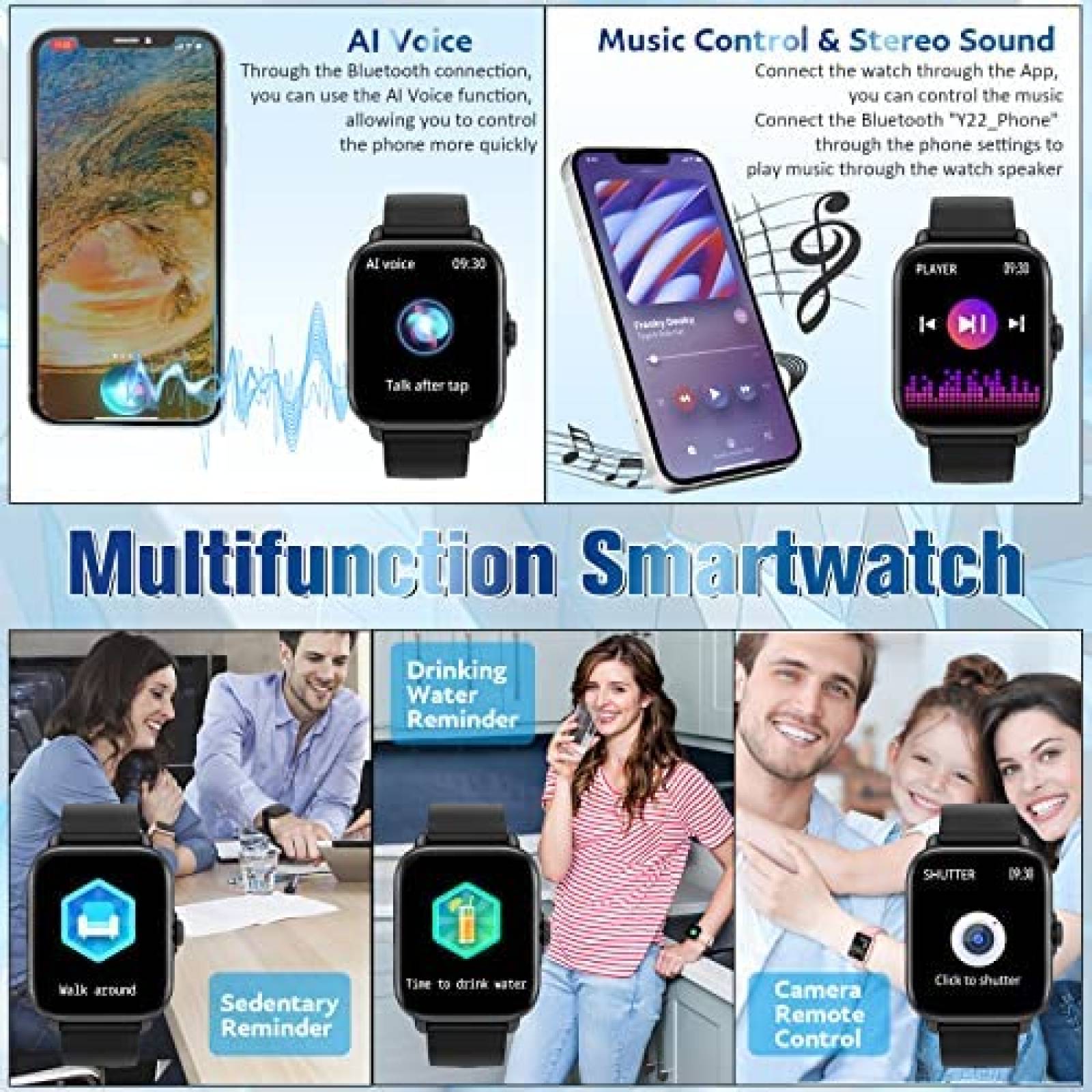 SmartWatch Watchiee Fitness Bluetooth Touchscreen -Negro