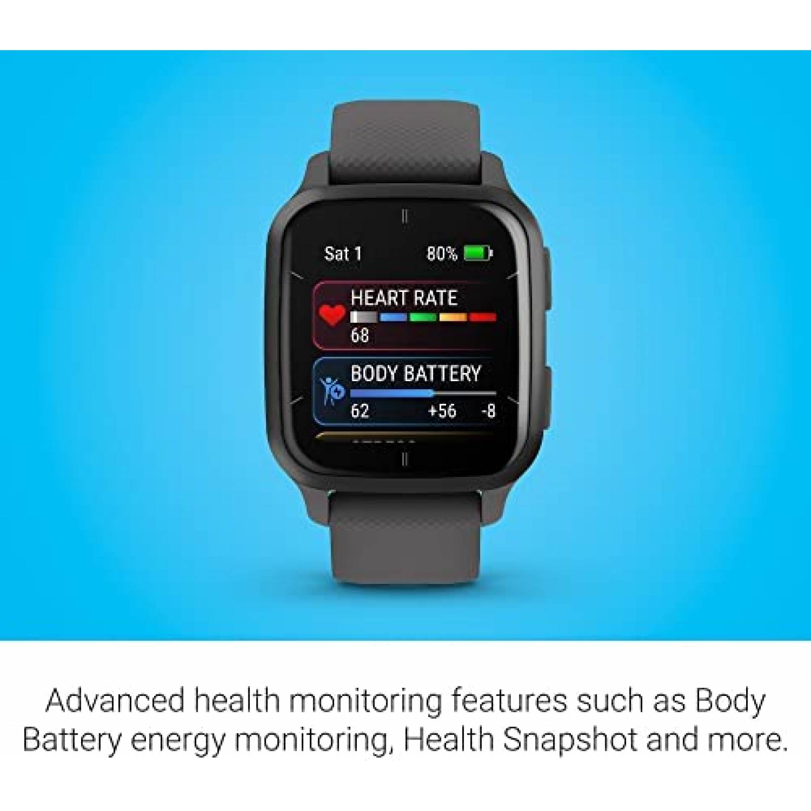 Smartwatch Garmin Venu Sq 2 GPS Monitoreo de Salud -Negro