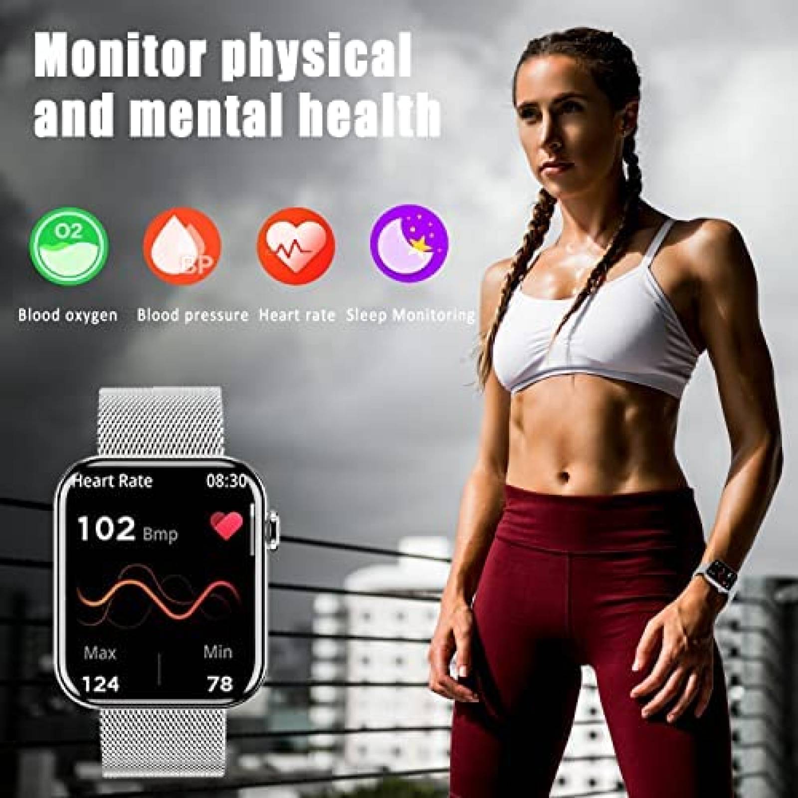 Smartwatch FILIEKEU Mide Frecuencia Cardiaca Impremiable