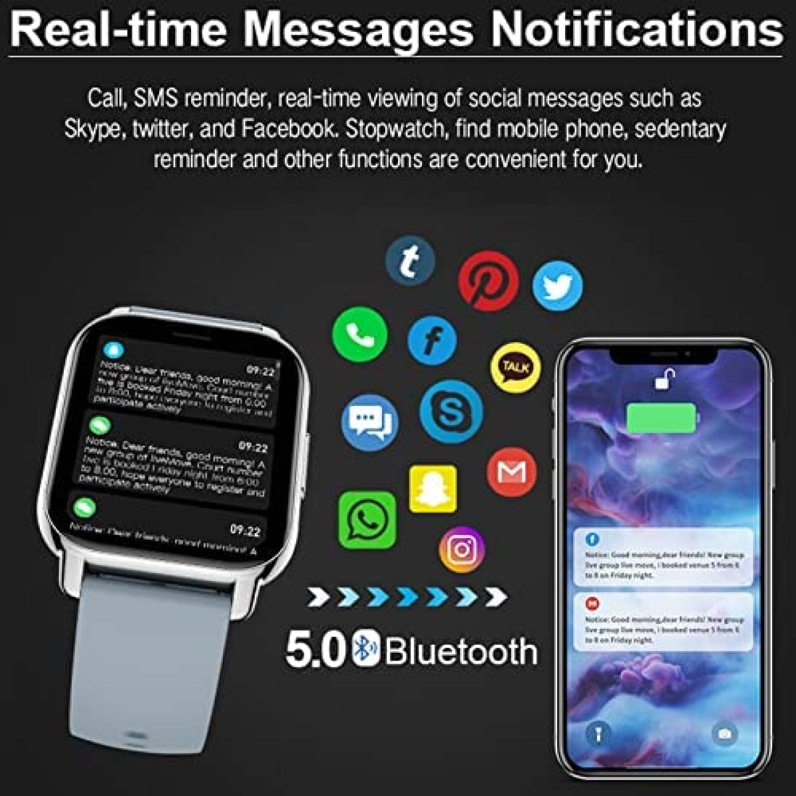 SmartWatch GENERIC Fitness Bluetooth Touchscreen -Azul