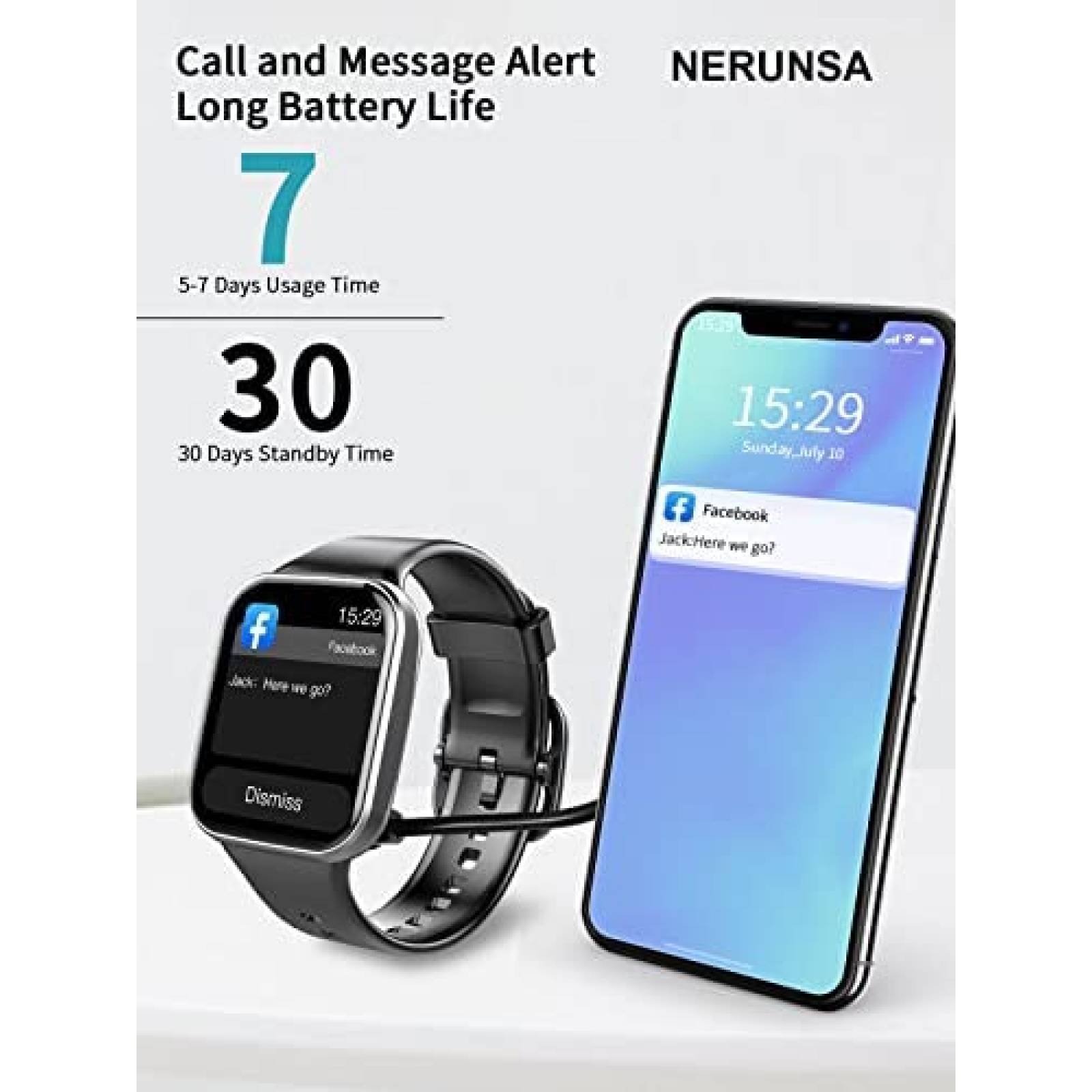 SmartWatch NERUNSA Fitness Bluetooth Touchscreen -Negro